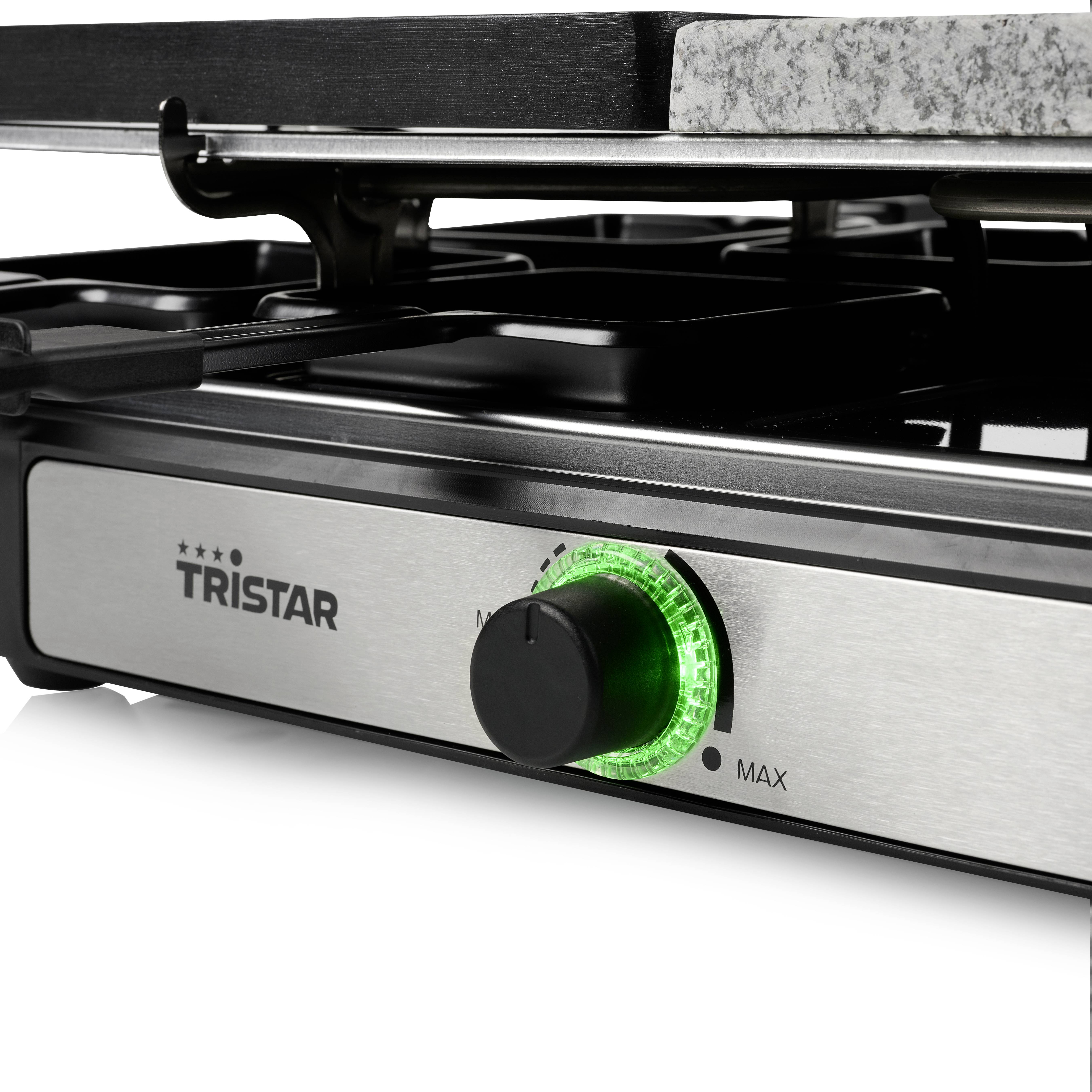 Tristar RA-2747 Raclette Antihaftbeschichtung, Kontrollleuchte, Grillfunktion Schwarz, Stein
