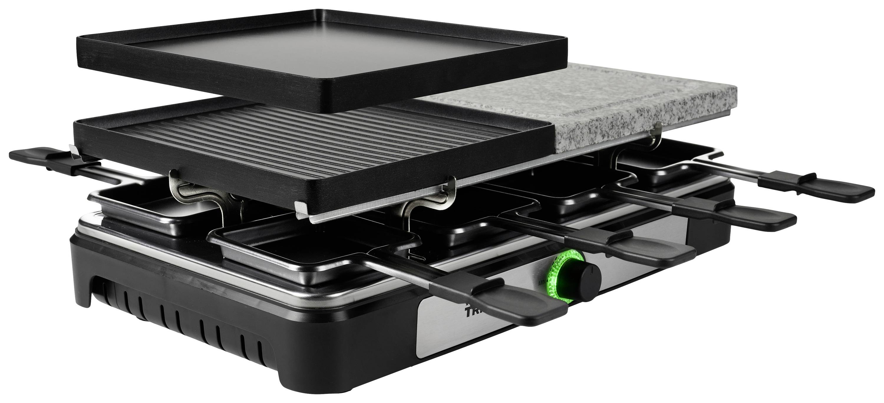 Tristar RA-2747 Raclette Antihaftbeschichtung, Kontrollleuchte, Grillfunktion Schwarz, Stein