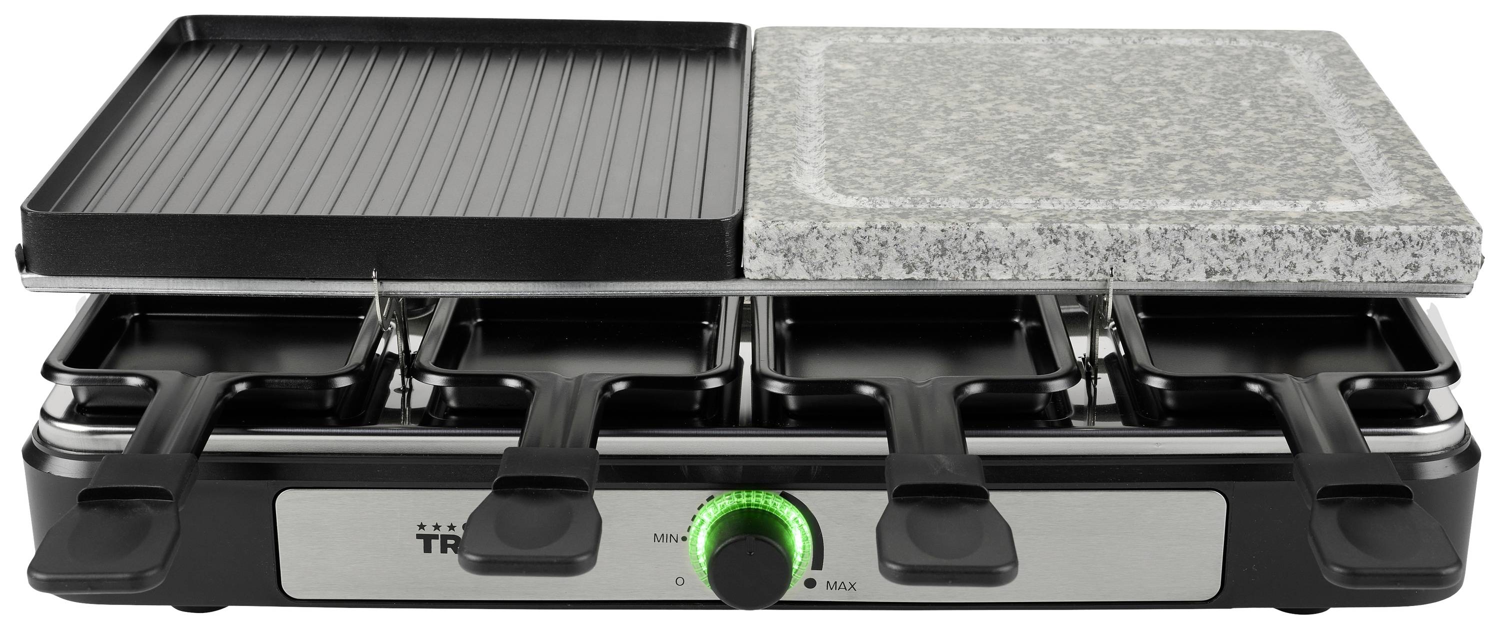 Tristar RA-2747 Raclette Antihaftbeschichtung, Kontrollleuchte, Grillfunktion Schwarz, Stein