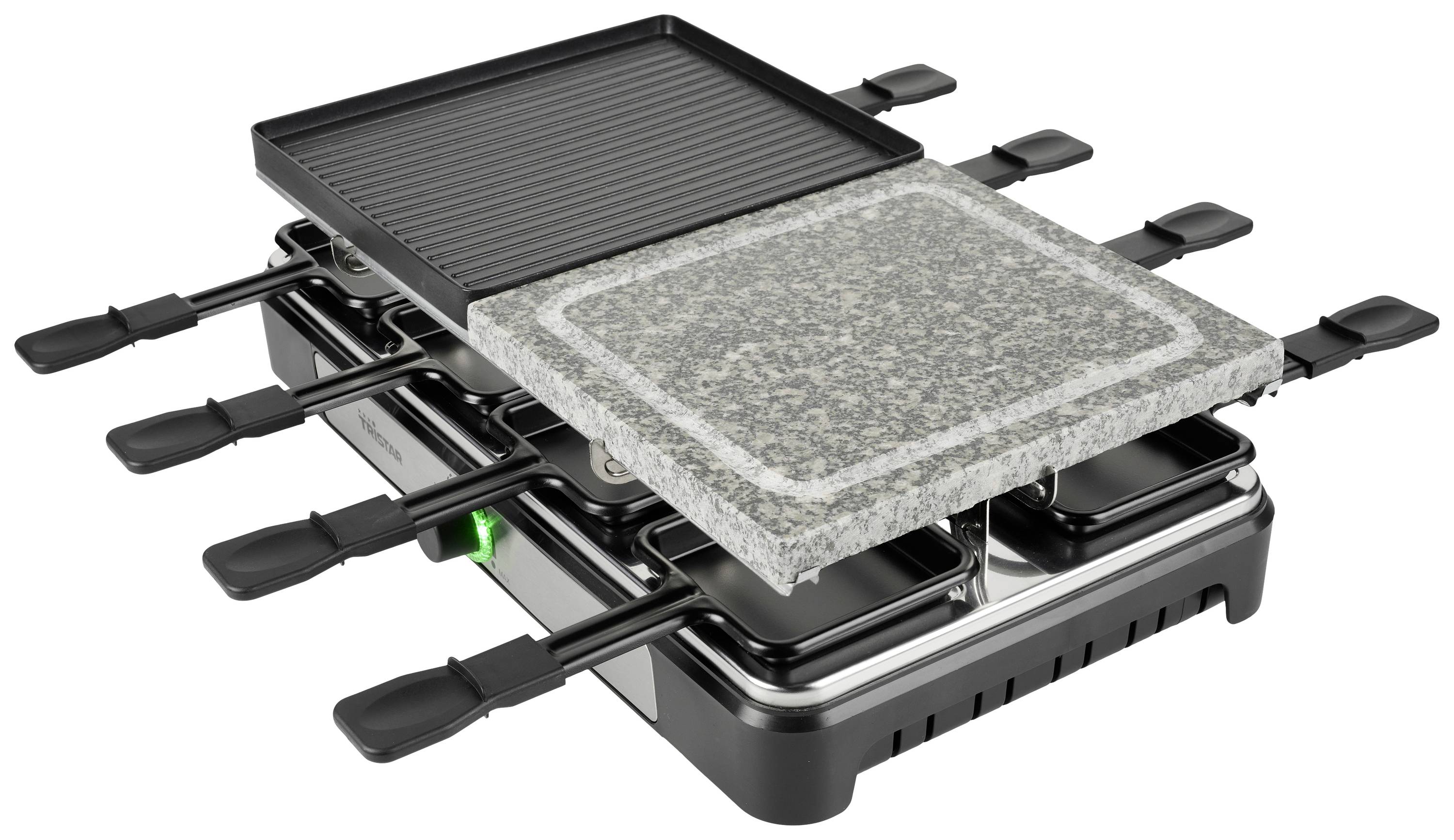 Tristar RA-2747 Raclette Antihaftbeschichtung, Kontrollleuchte, Grillfunktion Schwarz, Stein