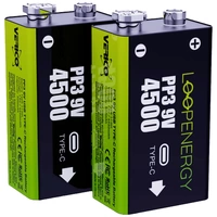 Verico LoopEnergy USB-C 9V Block-Akku Li-Ion 500 mAh 7.4V 2St. Verico LoopEnergy USB-C 9V Block-Akku Li-Ion 500 mAh 7.4V 2St.