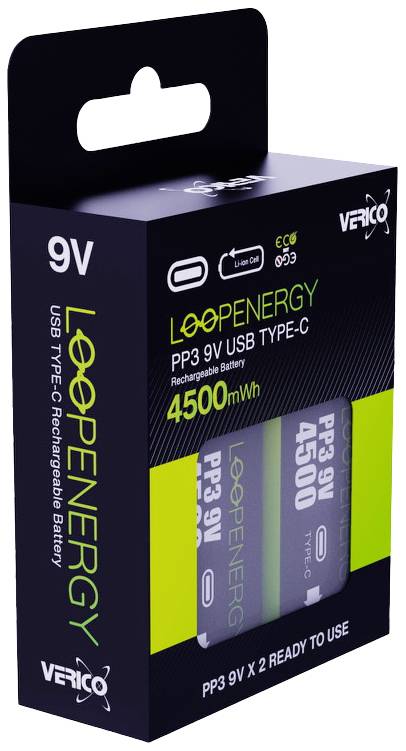 Verico LoopEnergy USB-C 9 V Block-Akku Li-Ion 500 mAh 7.4 V 2 St.