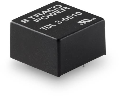 Ein schwarzer elektrischer Bauteil mit der Aufschrift 'TRACO POWER TDL 3-0510', spezifisch für elektronische Anwendungen.