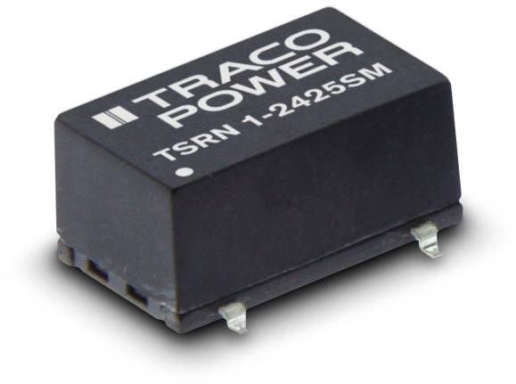 'TRACO POWER TSRN 1-2425SM' Spannungswandler in schwarzem Gehäuse mit silberner Aufschrift, geeignet für elektronische Anwendungen.
