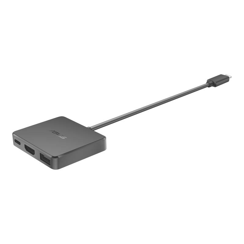 Ein USB-C-Adapter mit mehreren Anschlüssen, darunter HDMI und USB-A, für Anschlussvielfalt an Laptops und anderen Geräten.
