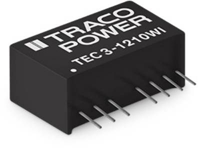 Schwarzer elektronischer Baustein mit der Aufschrift 'TRACO POWER TEC 3-1210WI', mehrere Pins ragen heraus.