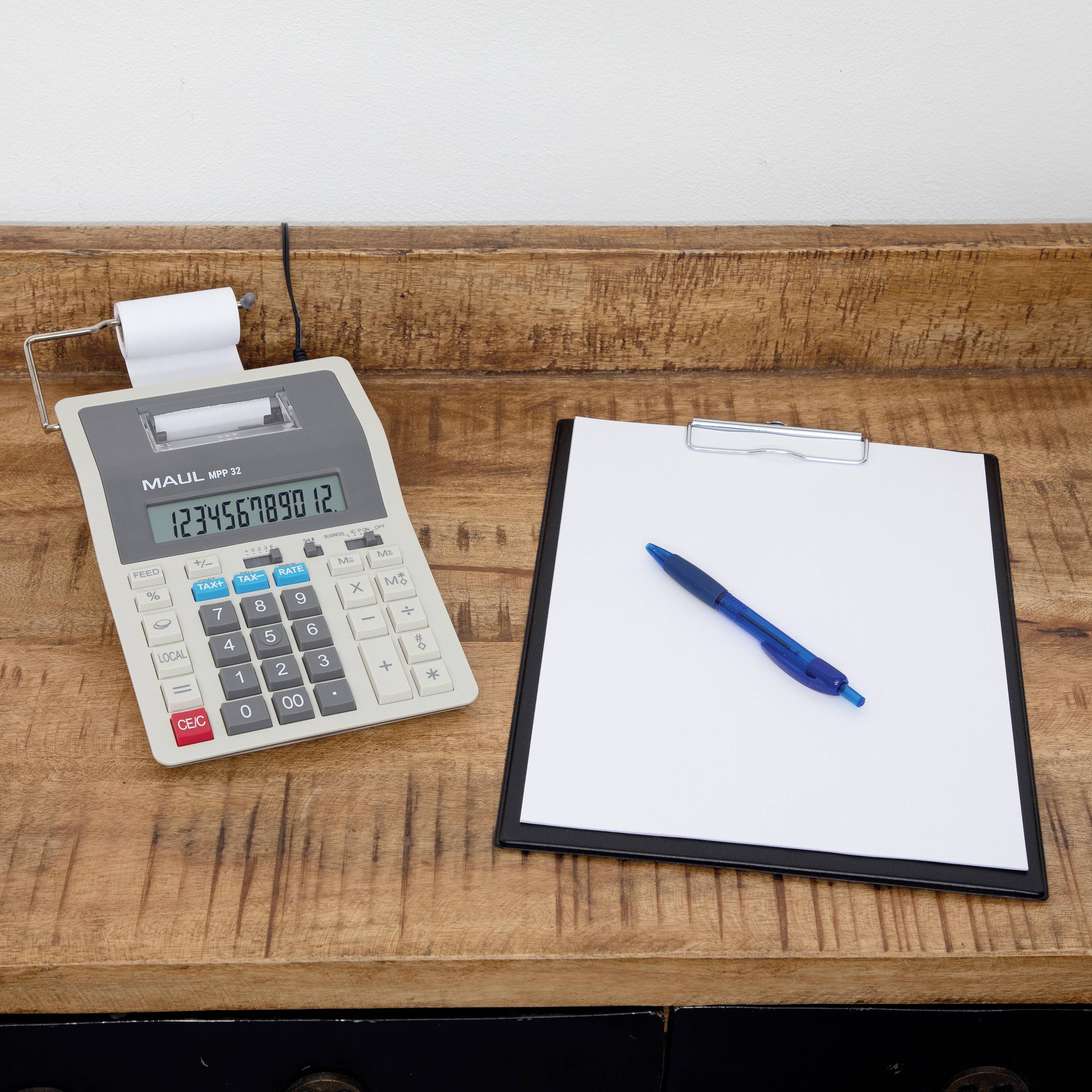 Maul MPP 32 Tischrechner Grau Display (Stellen): 12 batteriebetrieben, netzbetrieben (B x H x T) 147 x 226 x 68mm