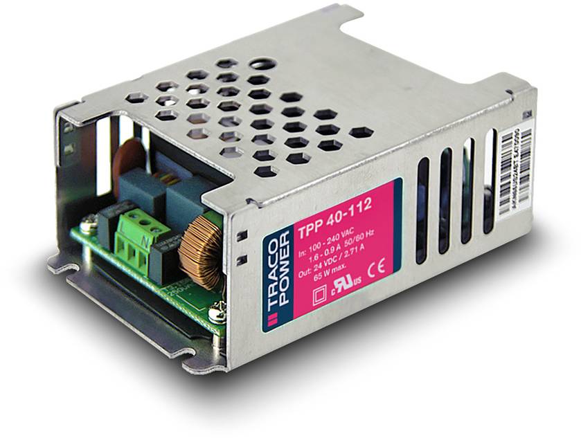 Ein Traco Power Netzteil-Modul, Modell TPP 40-112, geeignet für 100-240 VAC Eingangsleistung und 12 VDC Ausgang.
