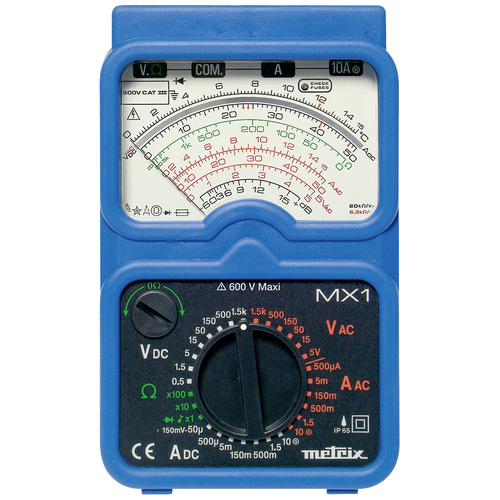 Metrix MX 1 Hand-Multimeter analog Spritzwassergeschützt (IP54), Strahlwassergeschützt (IP65) CAT III 600V