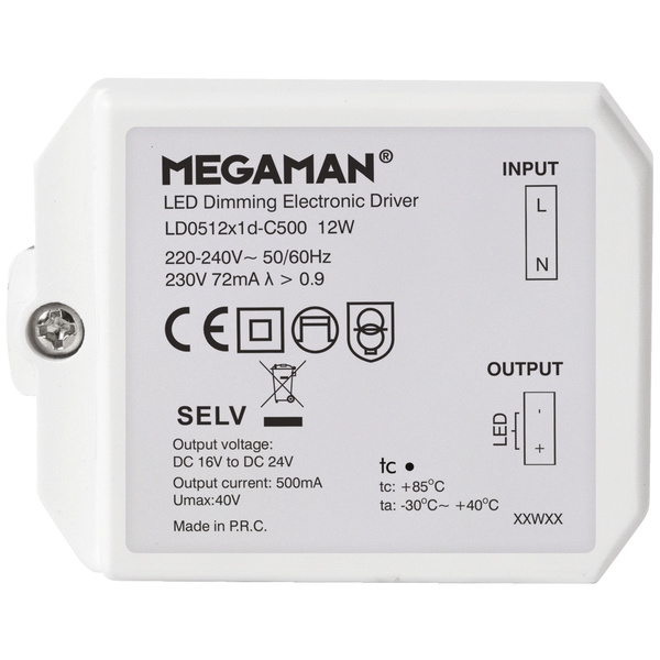 Megaman Rico LED-Treiber 12 W 500 mA 16 - 24 V dimmbar 1 St.