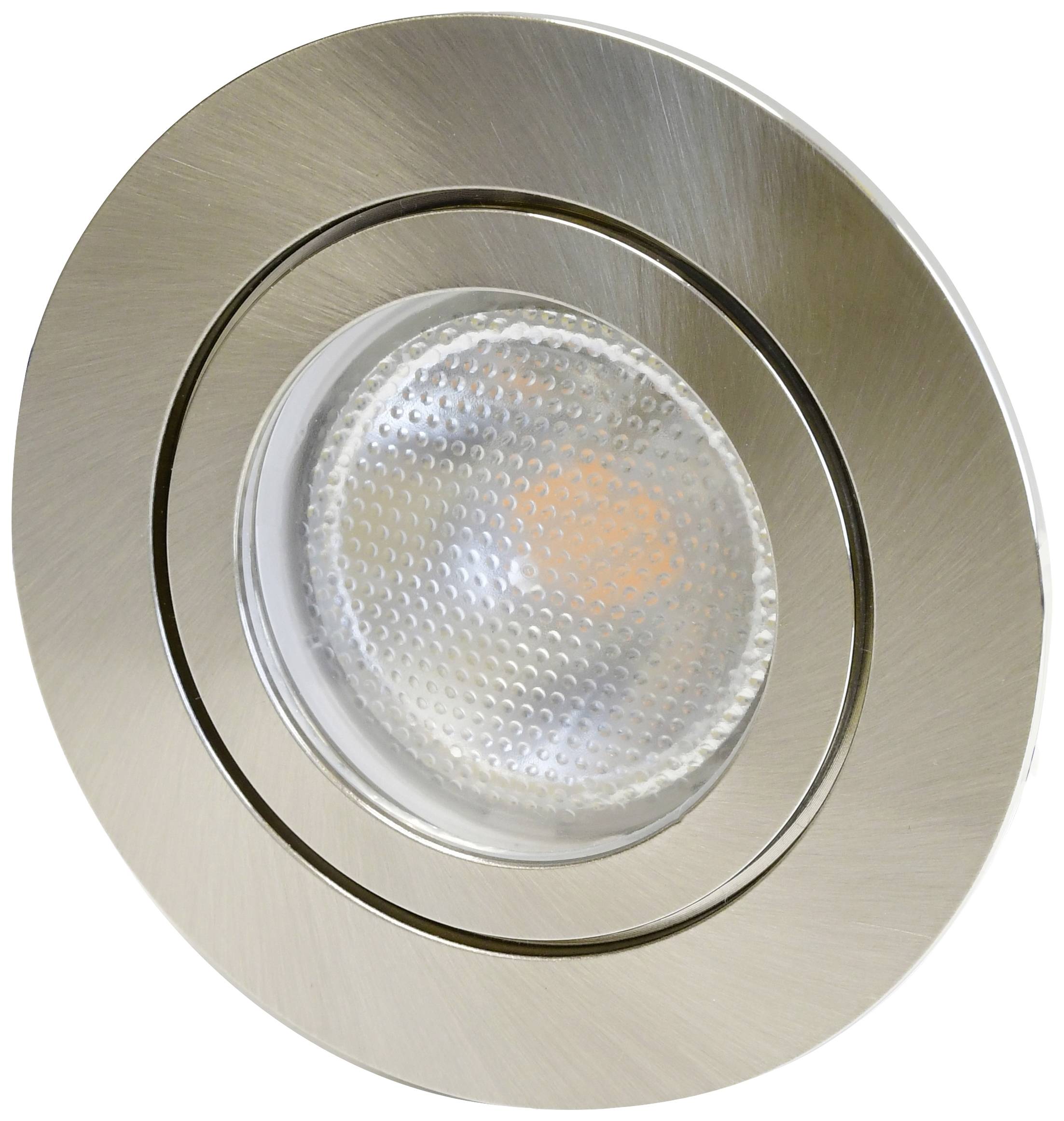 Deckenstrahler mit runder Metallfassung und Klarglasabdeckung. Modernes Design, geeignet für gerichtete Beleuchtung in Innenräumen.