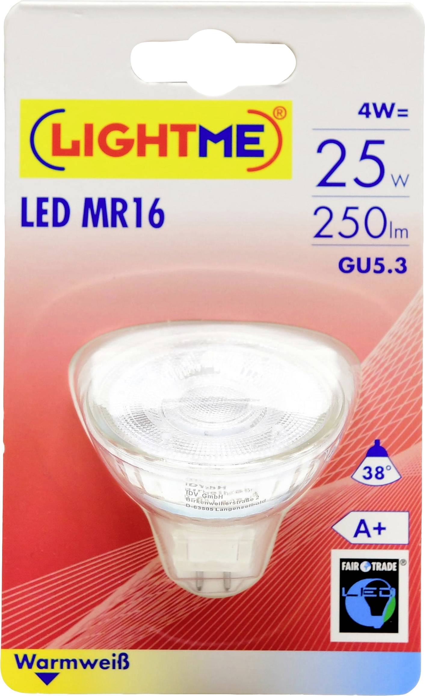 LightMe LM85380 LED EEK G (A - G) GU5.3 Reflektor 4W = 25W Warmweiß (Ø x H) 50mm x 45mm 1St.