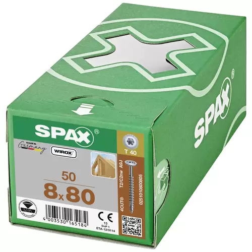 SPAX 251010800505 Holzschraube 8mm 50mm T-STAR plus Stahl WIROX 50St. SPAX 251010800505 Holzschraube 8mm 50mm T-STAR plus Stahl WIROX 50St.