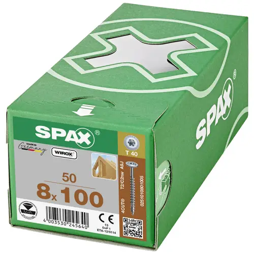 SPAX 251010800805 Holzschraube 8mm 80mm T-STAR plus Stahl WIROX 50St. SPAX 251010800805 Holzschraube 8mm 80mm T-STAR plus Stahl WIROX 50St.