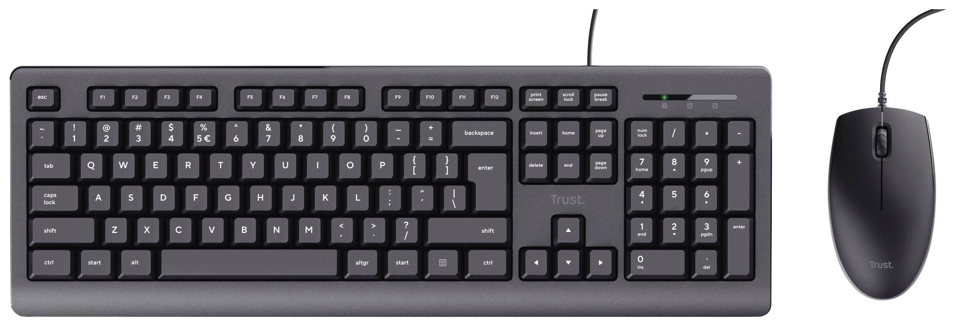 Trust TKM-250 Kabelgebunden Tastatur, Maus-Set Deutsch, QWERTZ Schwarz