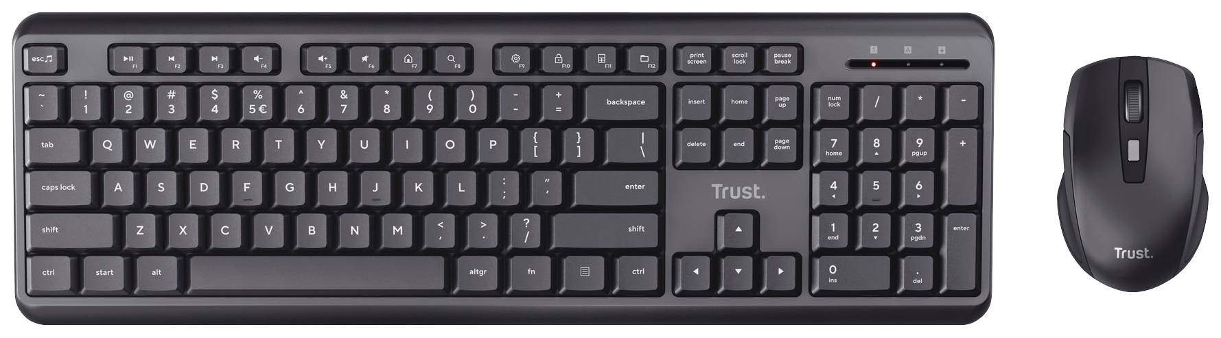 Trust TKM-350 Funk Tastatur, Maus-Set Deutsch, QWERTZ Schwarz