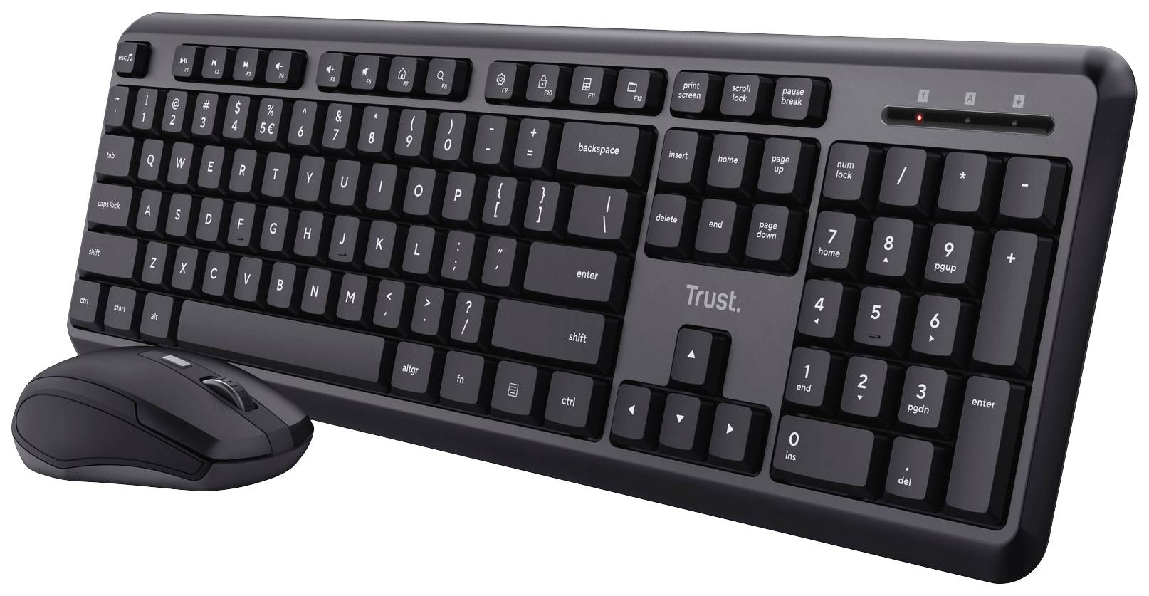 Trust TKM-350 Funk Tastatur, Maus-Set Deutsch, QWERTZ Schwarz