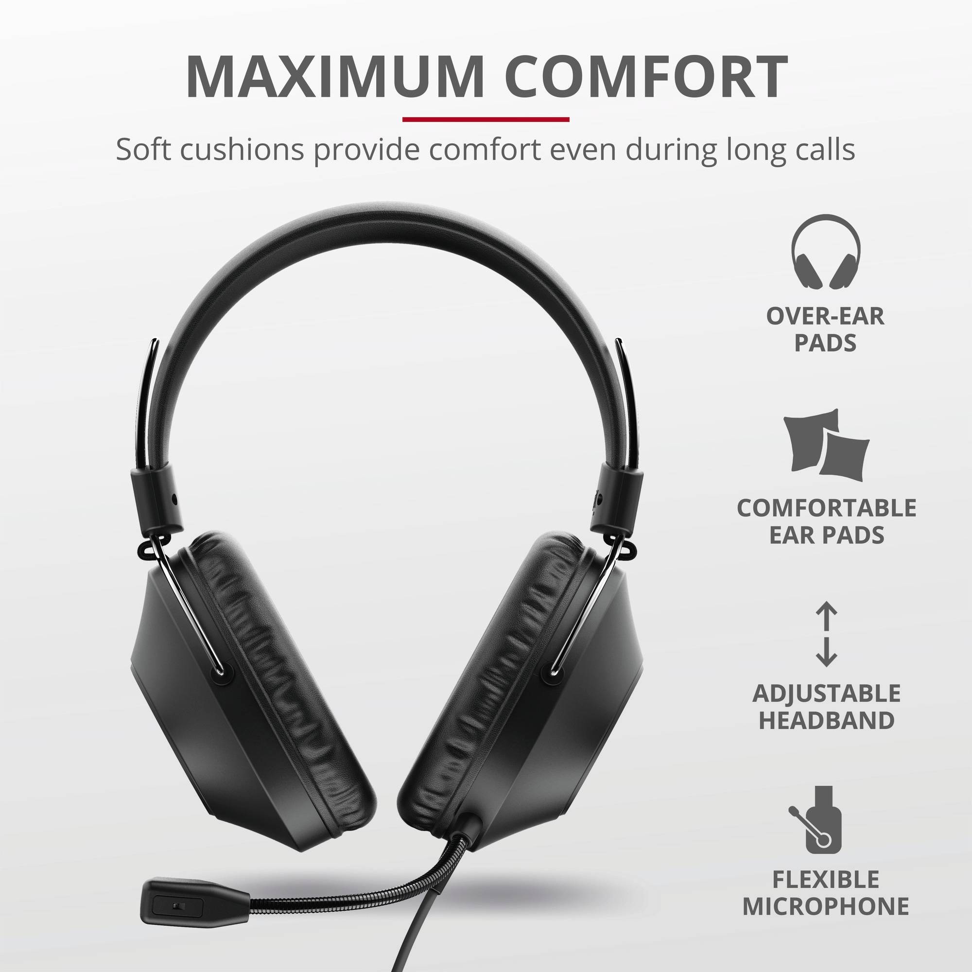 Trust HS-250 Over Ear Headset kabelgebunden Stereo Schwarz Computer