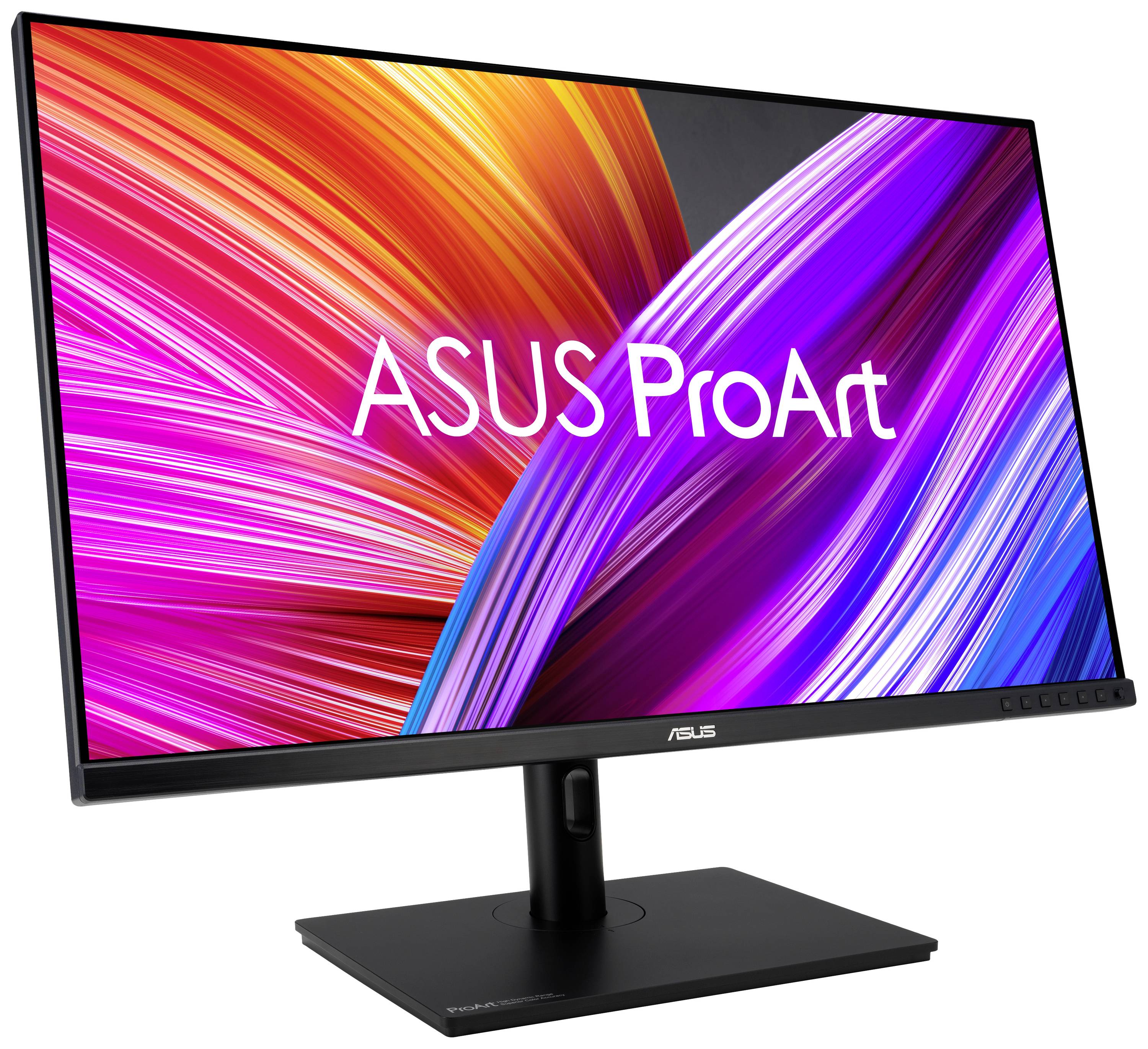 Ein ASUS ProArt Monitor mit einem lebendigen, bunten Display. Ideal für kreative Arbeiten mit hoher Farbgenauigkeit.