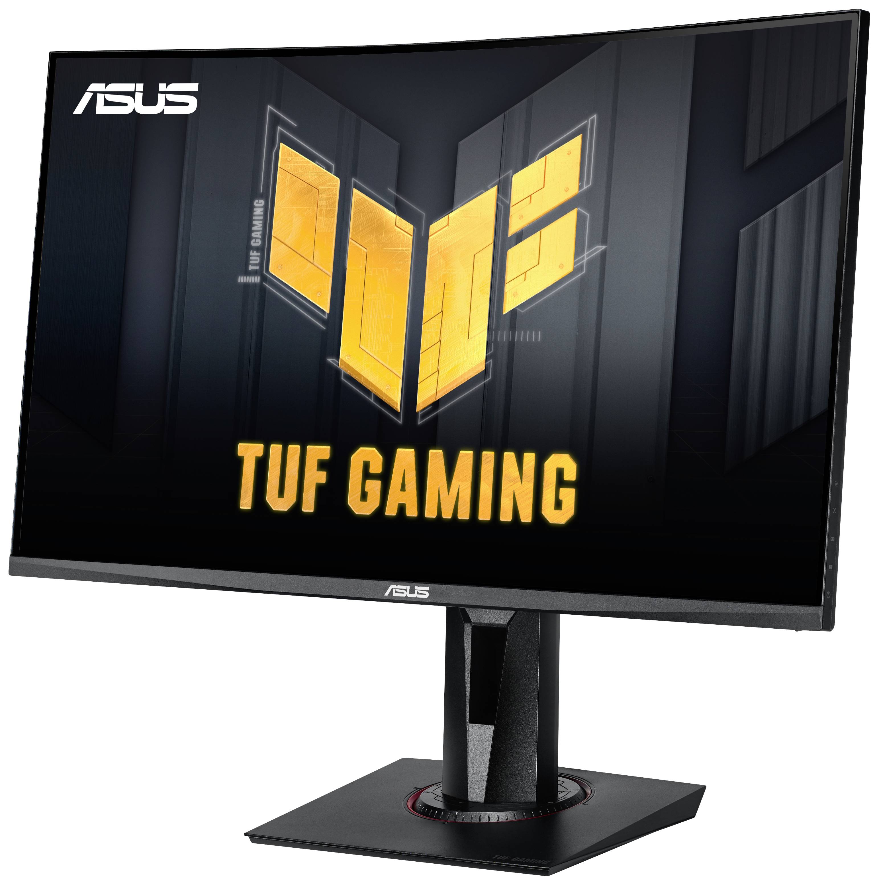 Gaming-Monitor von ASUS mit der Aufschrift 'TUF GAMING' auf dem Bildschirm, schwarzer Rahmen, geeignet für intensive Spielumgebungen.