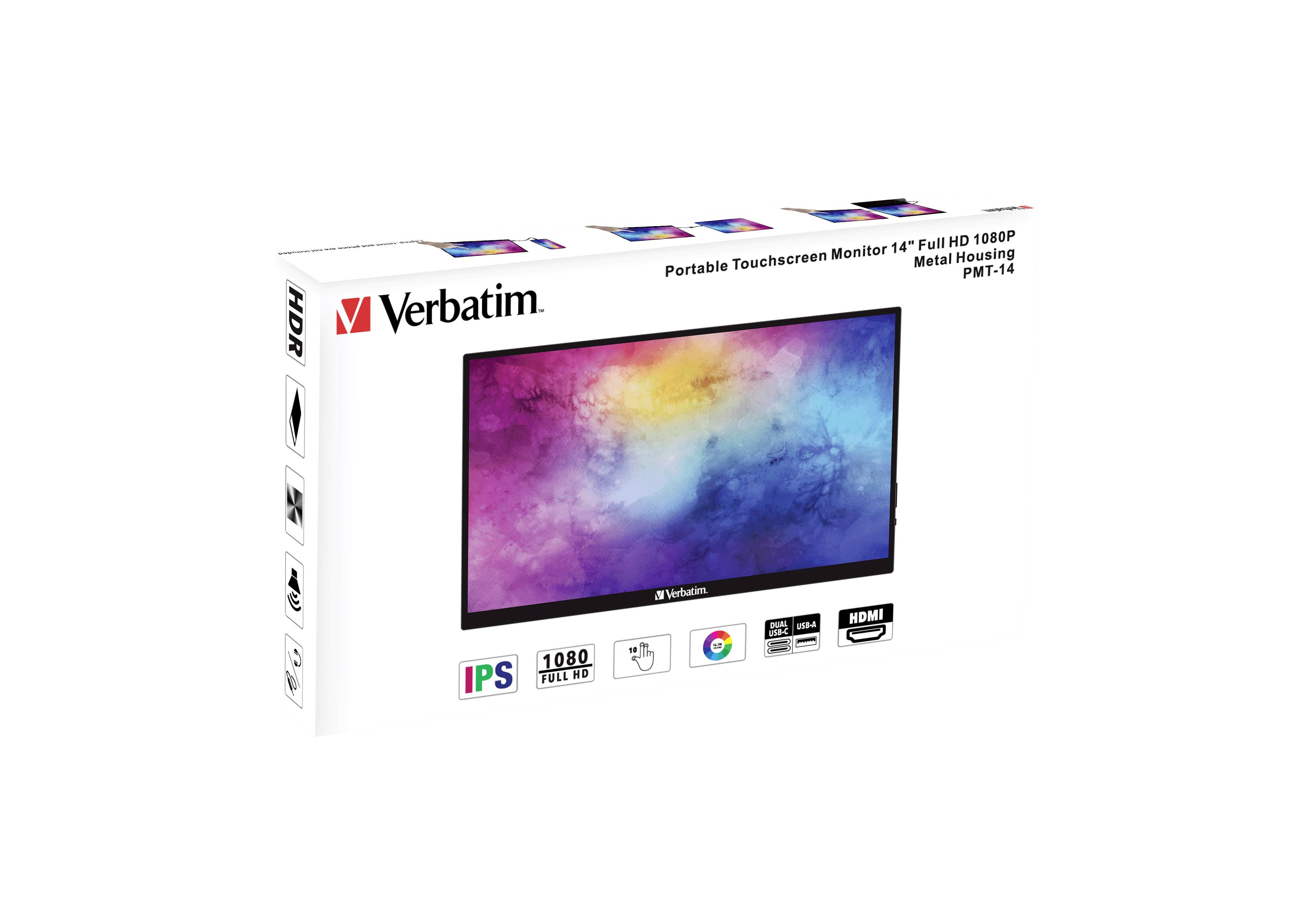 Verbatim PMT-14 Touchscreen-Monitor EEK: A (A - G) 35.6 cm (14 Zoll) 1920 x 1080 Pixel 16:9 6 ms HD