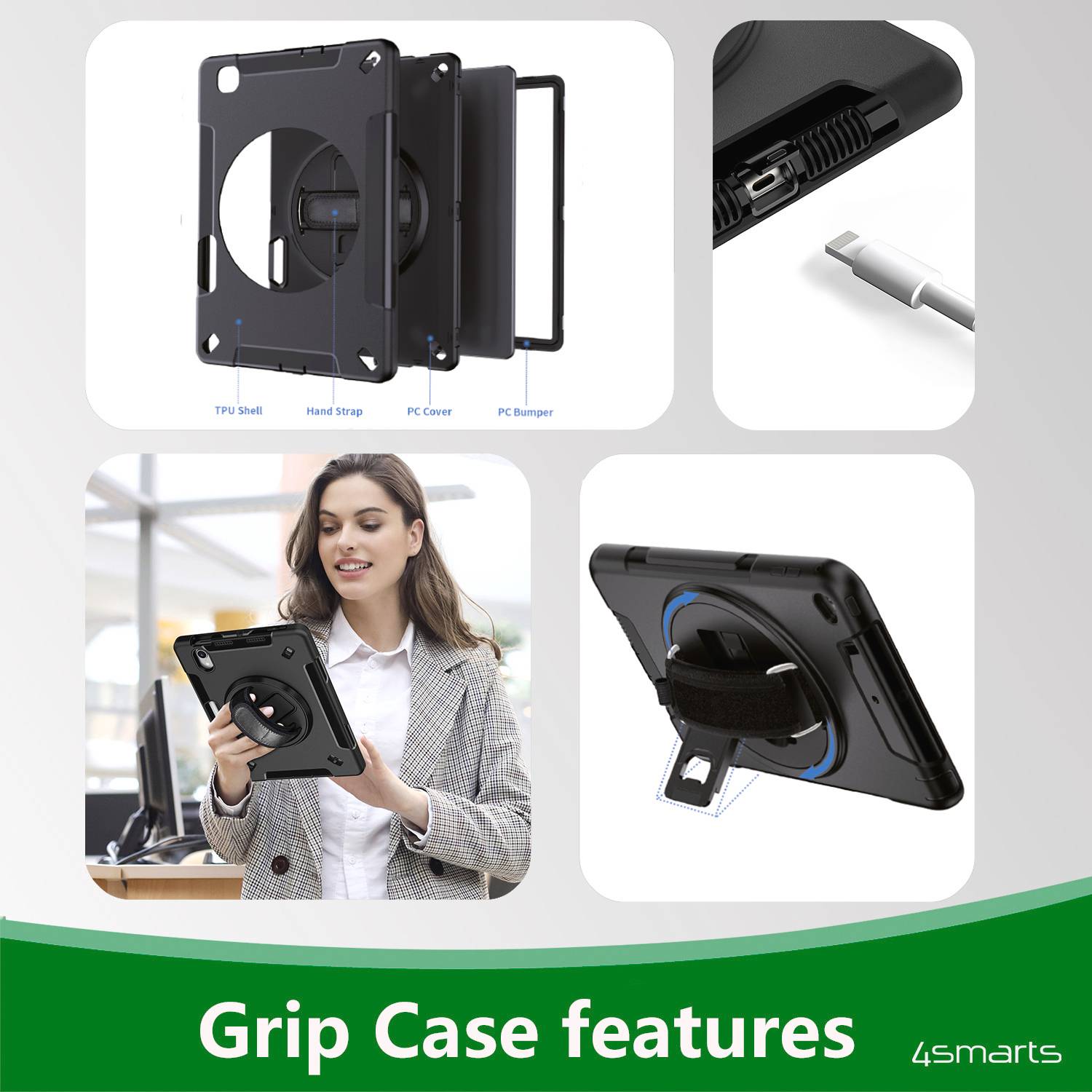 4Smarts Rugged Tablet GRIP Back Cover Samsung Galaxy Tab Active4 Pro Schwarz Tablet-Cover