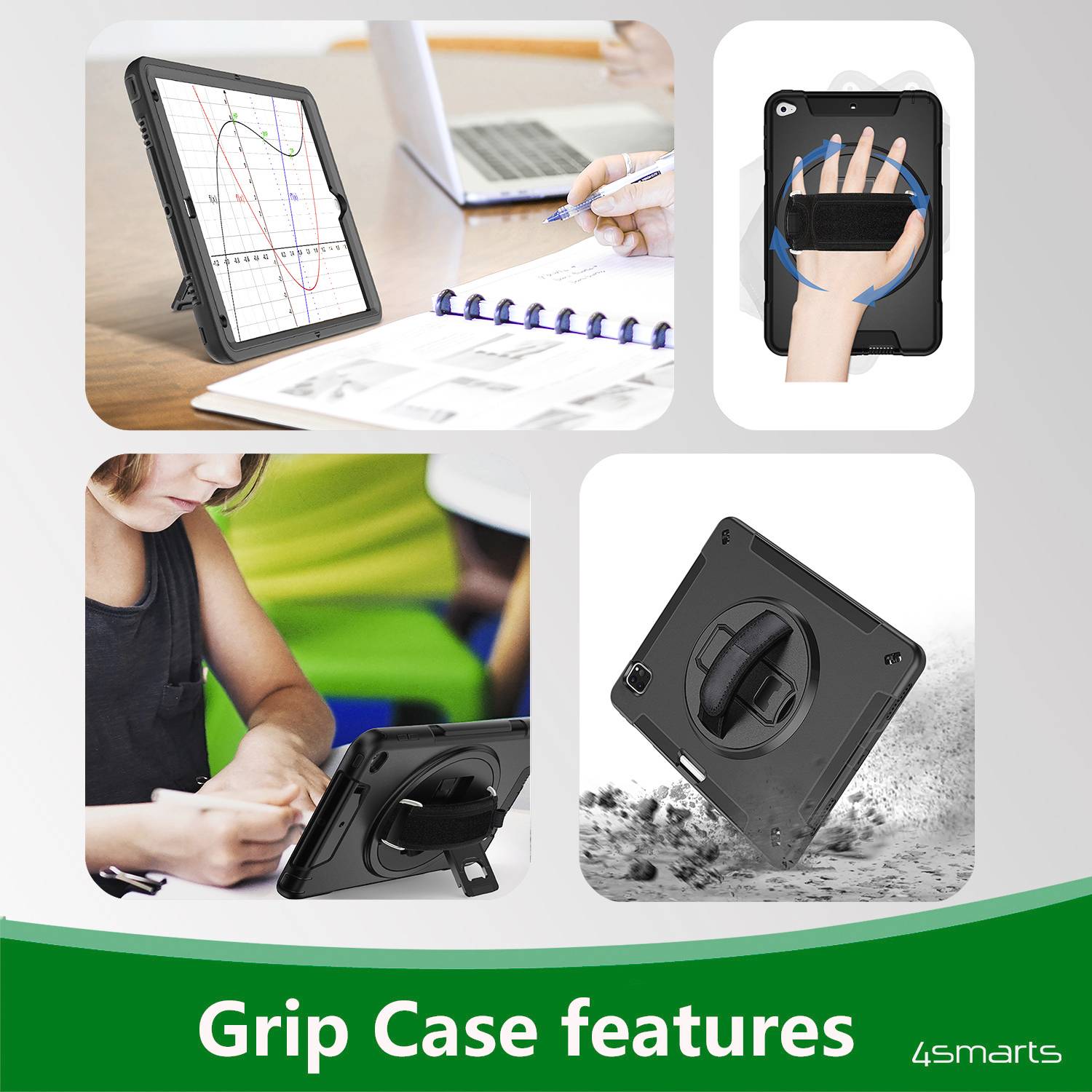 4Smarts Rugged Tablet GRIP Backcover Samsung Galaxy Tab Active4 Pro Schwarz Tablet-Cover