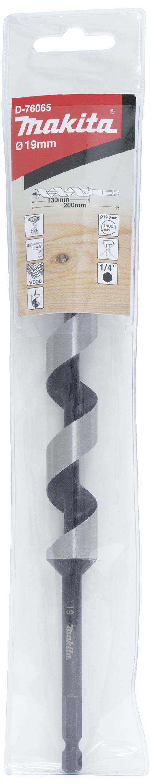 Makita D-76065 Schlangenbohrer 1 Stück 19mm Gesamtlänge 200mm Sechskant 1St.