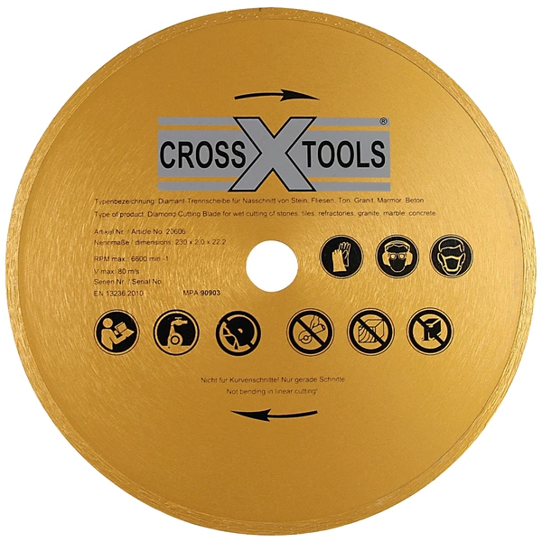 CrossTools 20606 Diamantscheibe 230 x 25,40mm Durchmesser 230mm Bohrungs-Ø 25.4mm Fliesen, Beton, Granit, Stein, Marmor, Ton CrossTools 20606 Diamantscheibe 230 x 25,40mm Durchmesser 230mm Bohrungs-Ø 25.4mm Fliesen, Beton, Granit, Stein, Marmor, Ton