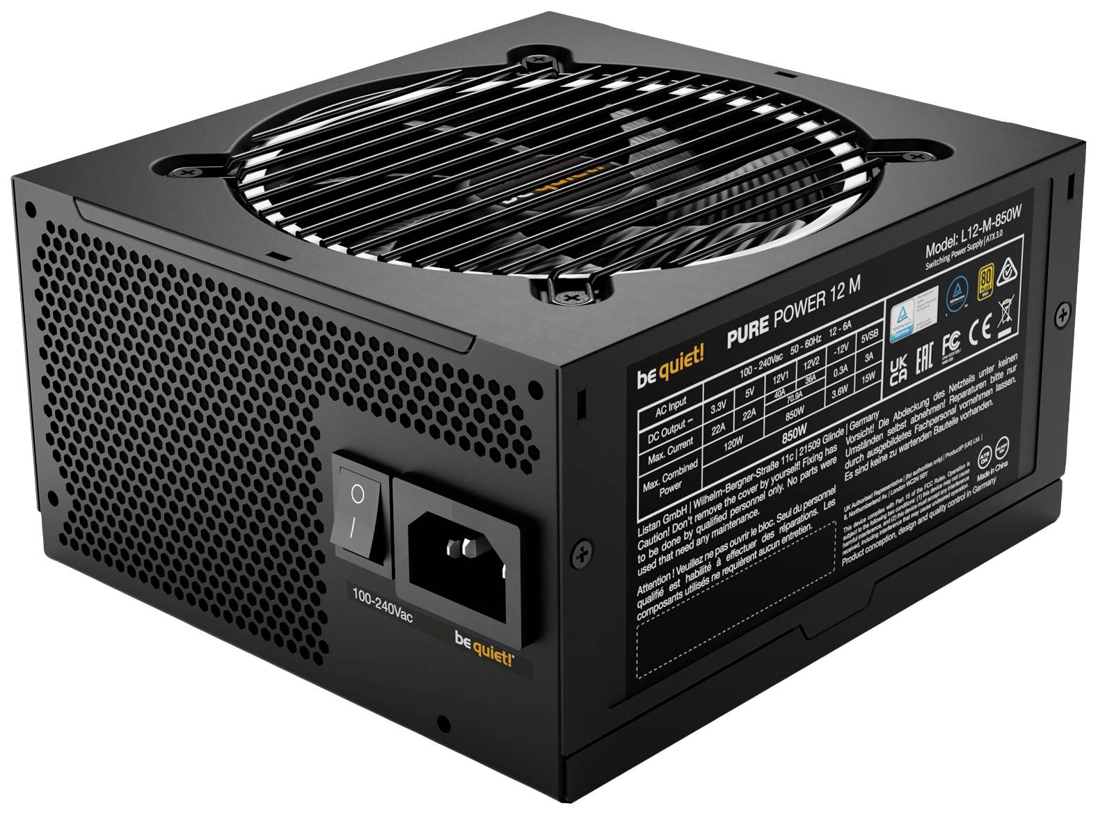 BeQuiet Pure Power 12 M PC Netzteil 850 W ATX 80PLUS® Gold