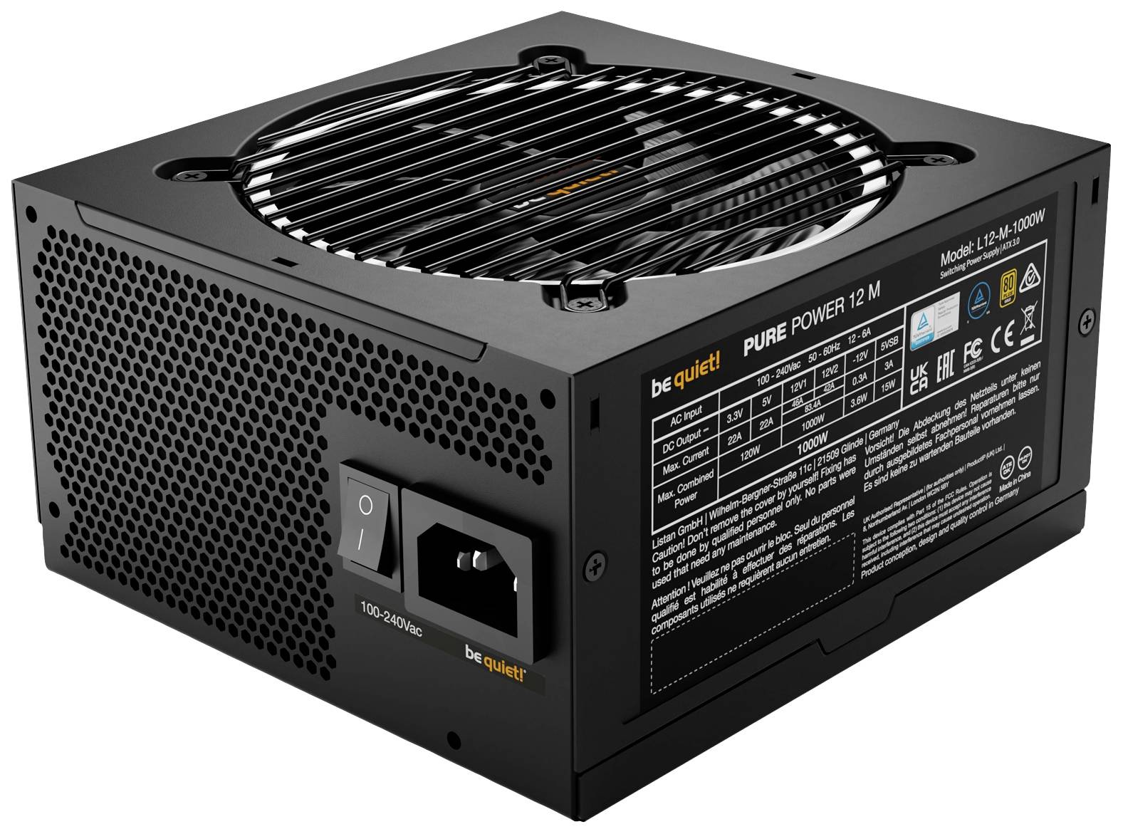 BeQuiet Pure Power 12M PC Netzteil 1000W ATX 80PLUS® Gold