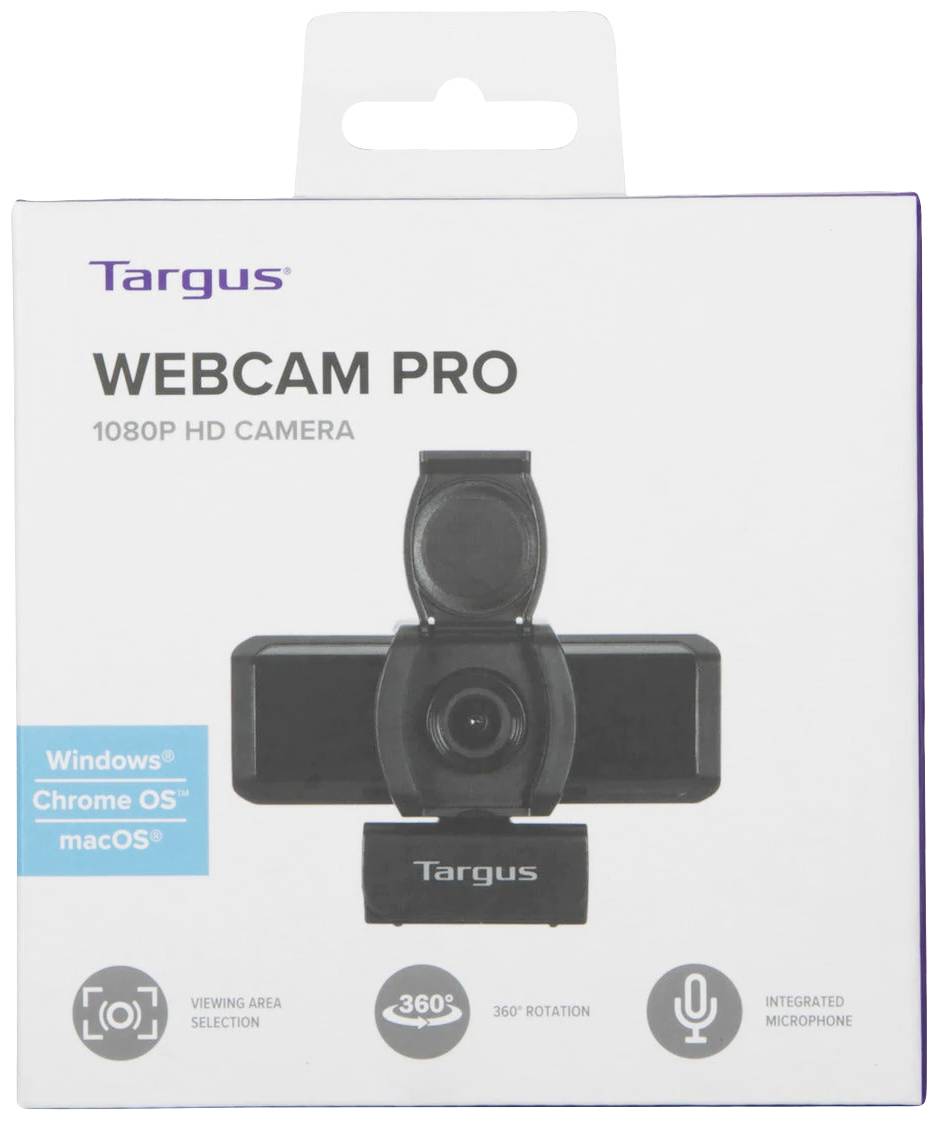 Targus Webcam Pro Full HD-Webcam 1920 x 1080 Pixel Integrierte Abdeckblende, Klemm-Halterung, Standfuß
