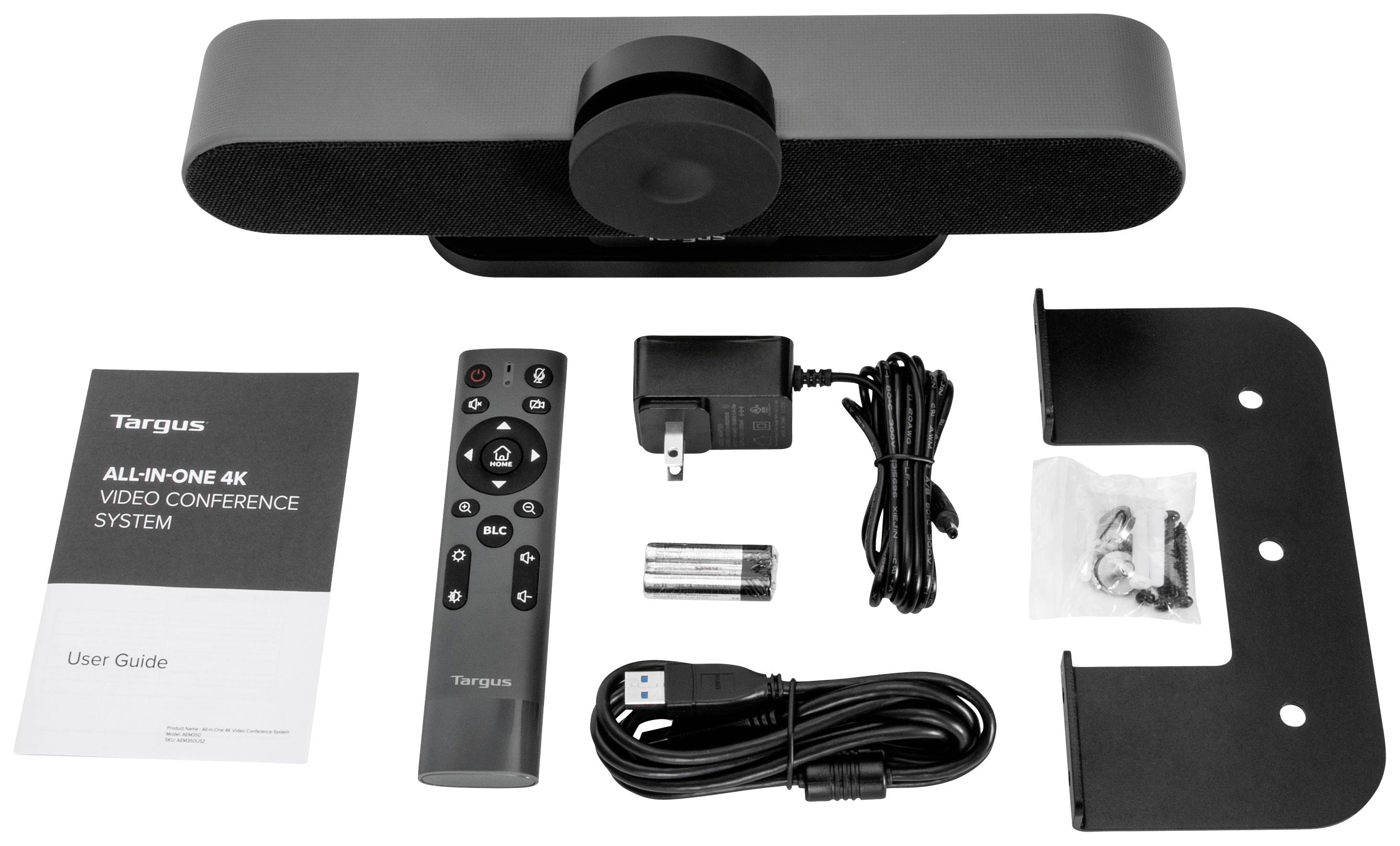 Targus All-in-One4K Conference System Videokonferenz Webcam 3840 x 2160 Pixel Mikrofon, Lautsprecher, Klemm-Halterung, Standfuß