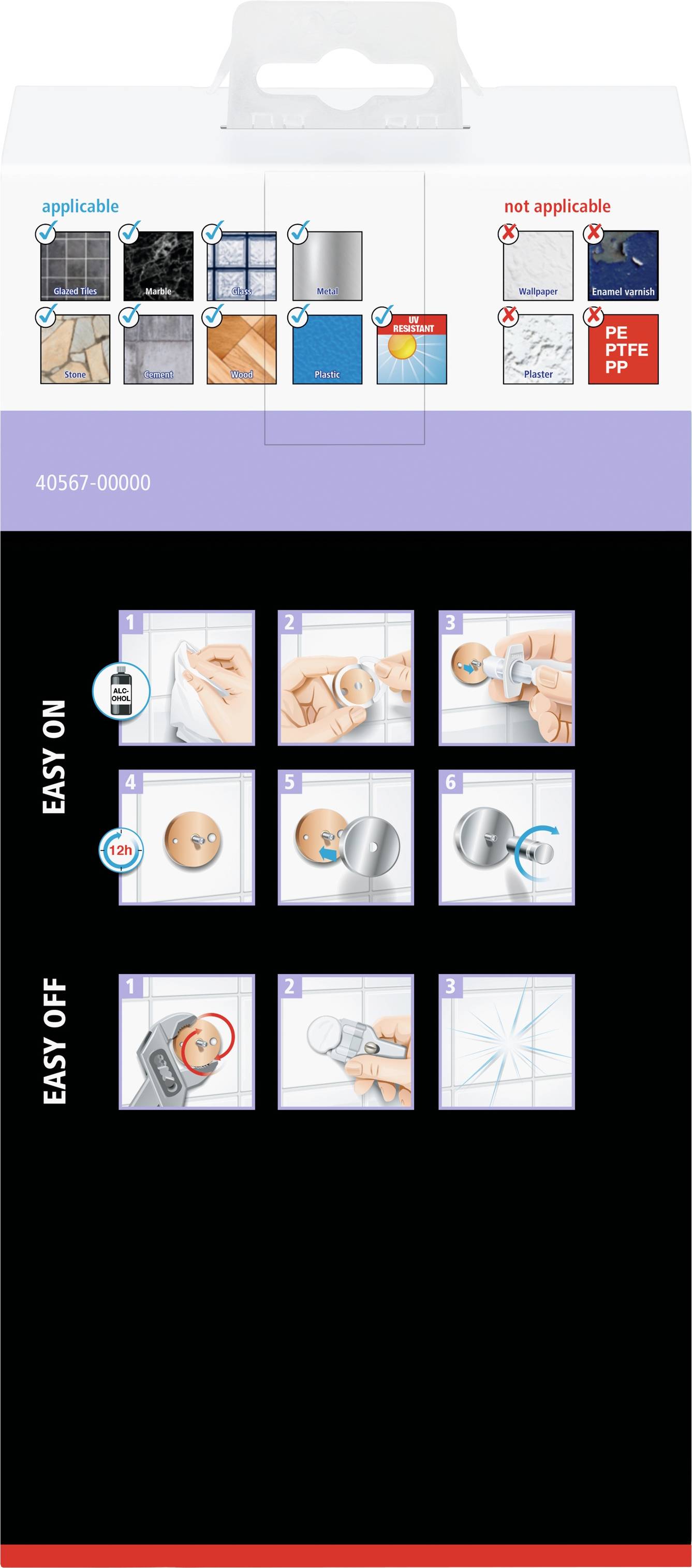 tesa 40567-00000-00 MOON BLACK Duschablage Klebstoff Schwarz (matt)