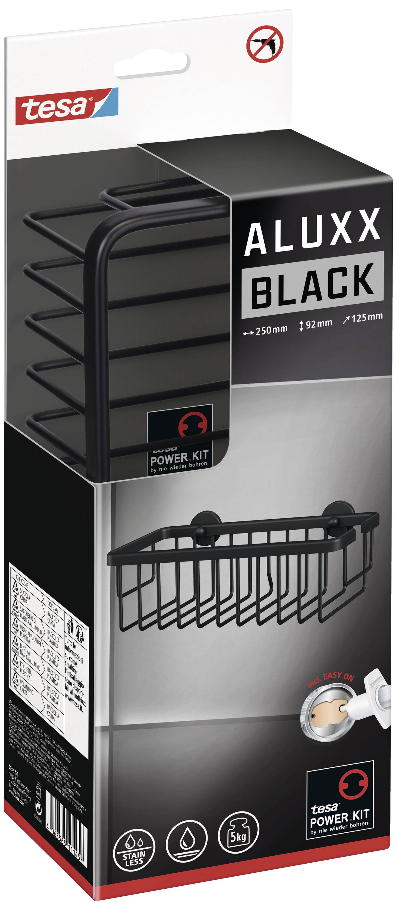 tesa 40506-00000-00 ALUXX BLACK Duschablage Klebstoff Schwarz (matt)