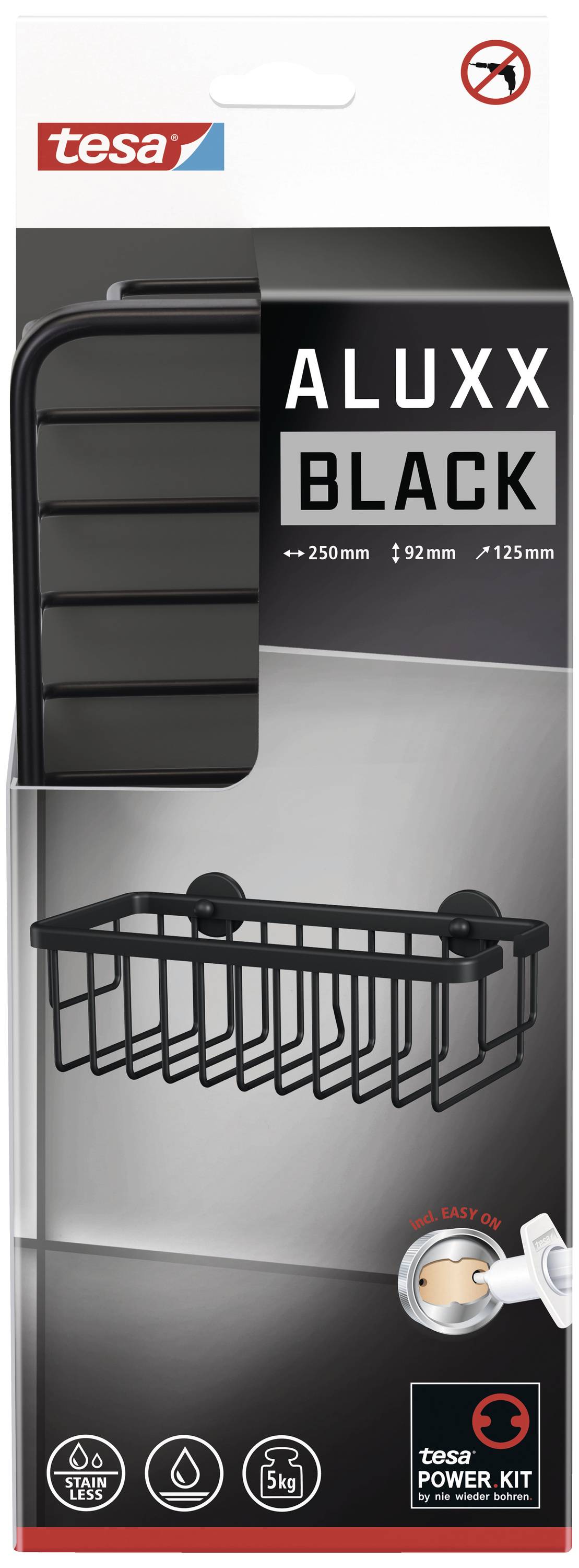 tesa 40506-00000-00 ALUXX BLACK Duschablage Klebstoff Schwarz (matt)