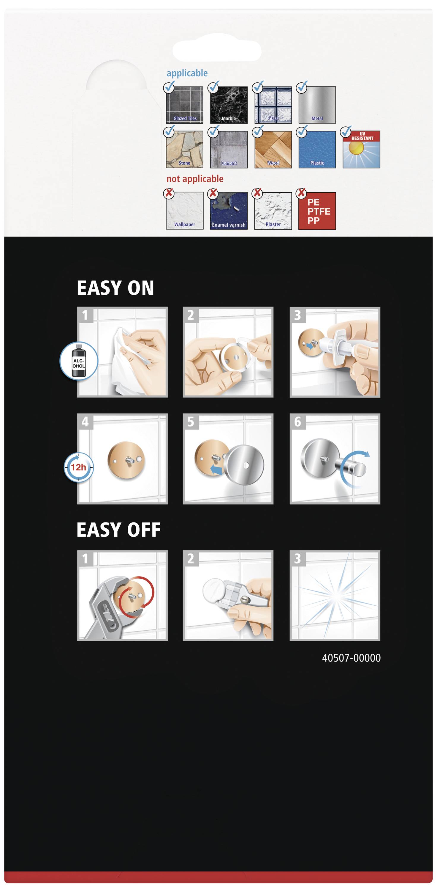 tesa 40507-00000-00 ALUXX BLACK Eckablage Klebstoff Schwarz (matt)