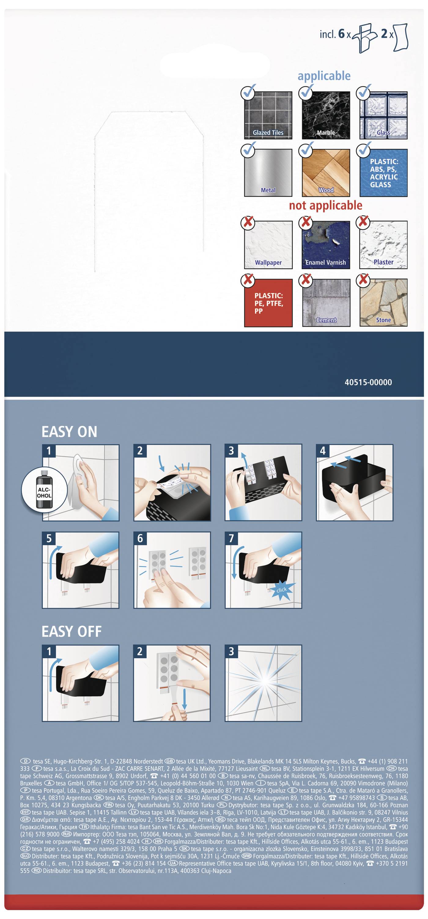 tesa 40515-00000-00 LAVAA Duschkorb Klebstoff Schwarz (matt)
