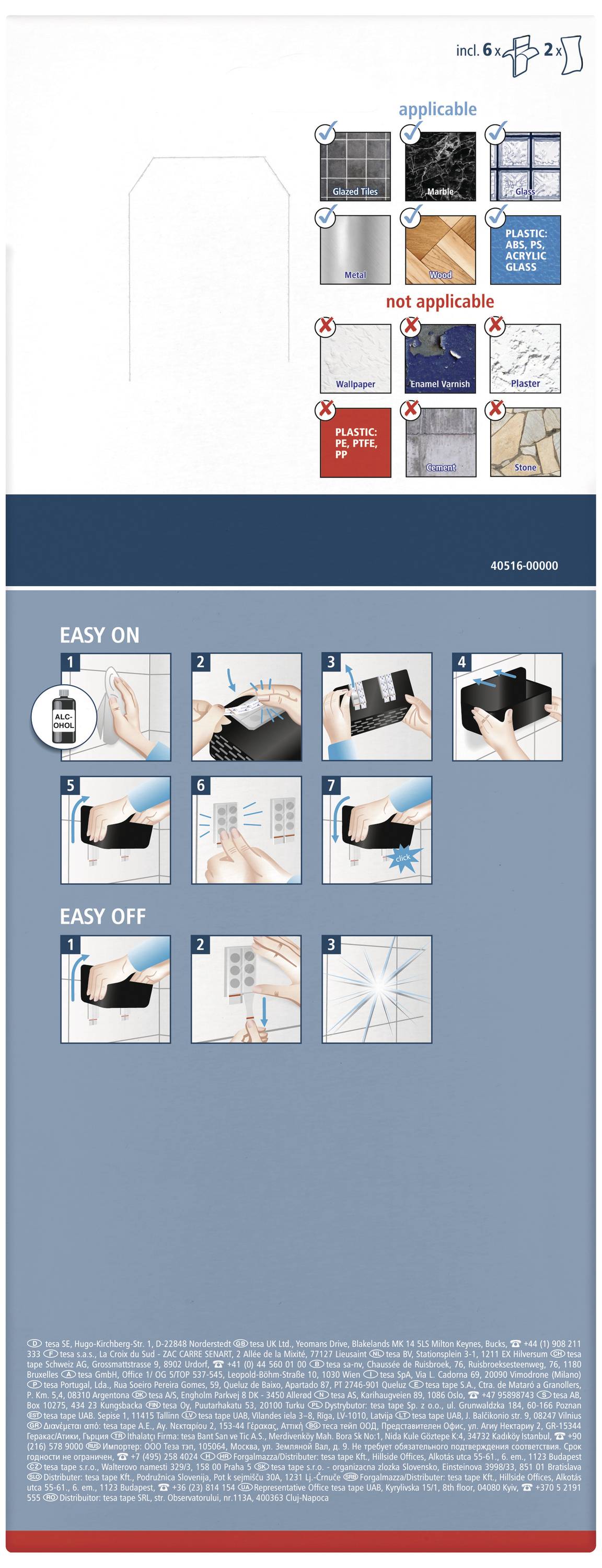 tesa 40516-00000-00 LAVAA Duschkorb Klebstoff Schwarz (matt)