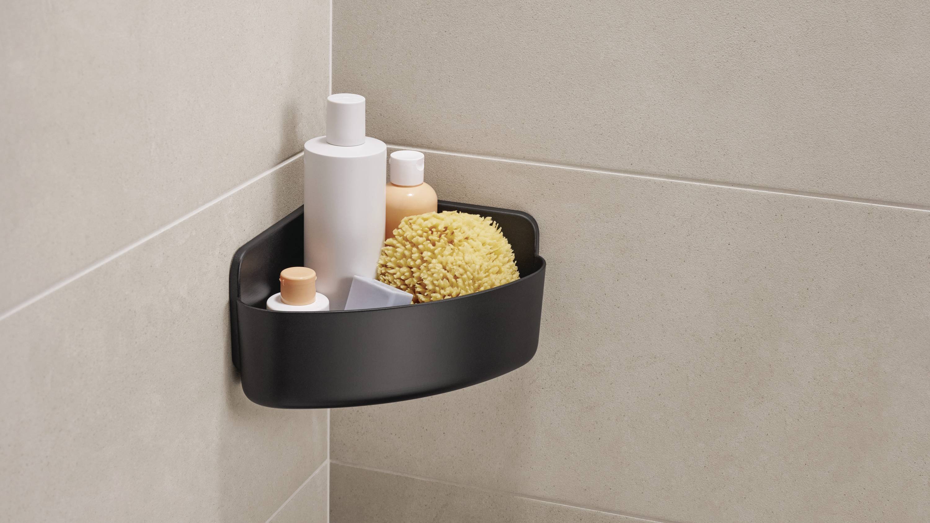 tesa 40517-00000-00 LAVAA Eckduschkorb Klebstoff Schwarz (matt)