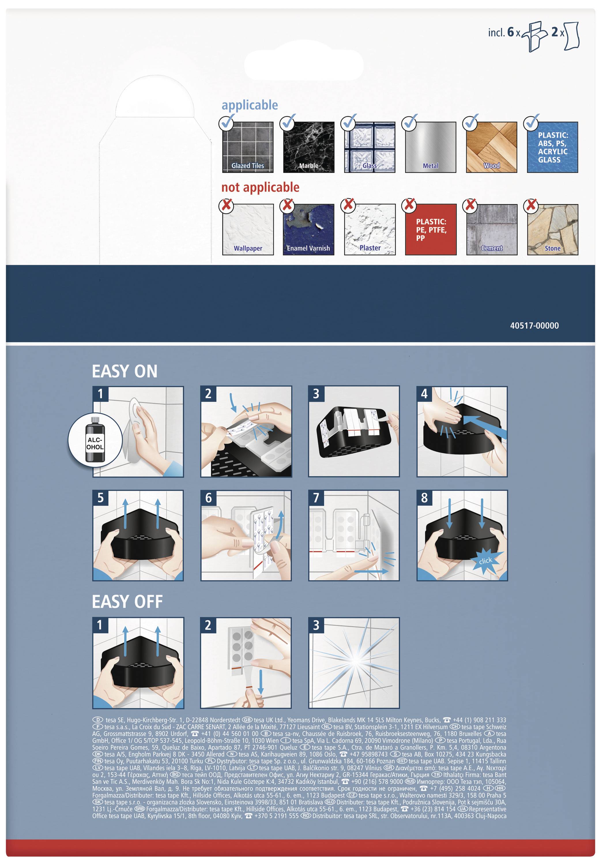 tesa 40517-00000-00 LAVAA Eckduschkorb Klebstoff Schwarz (matt)