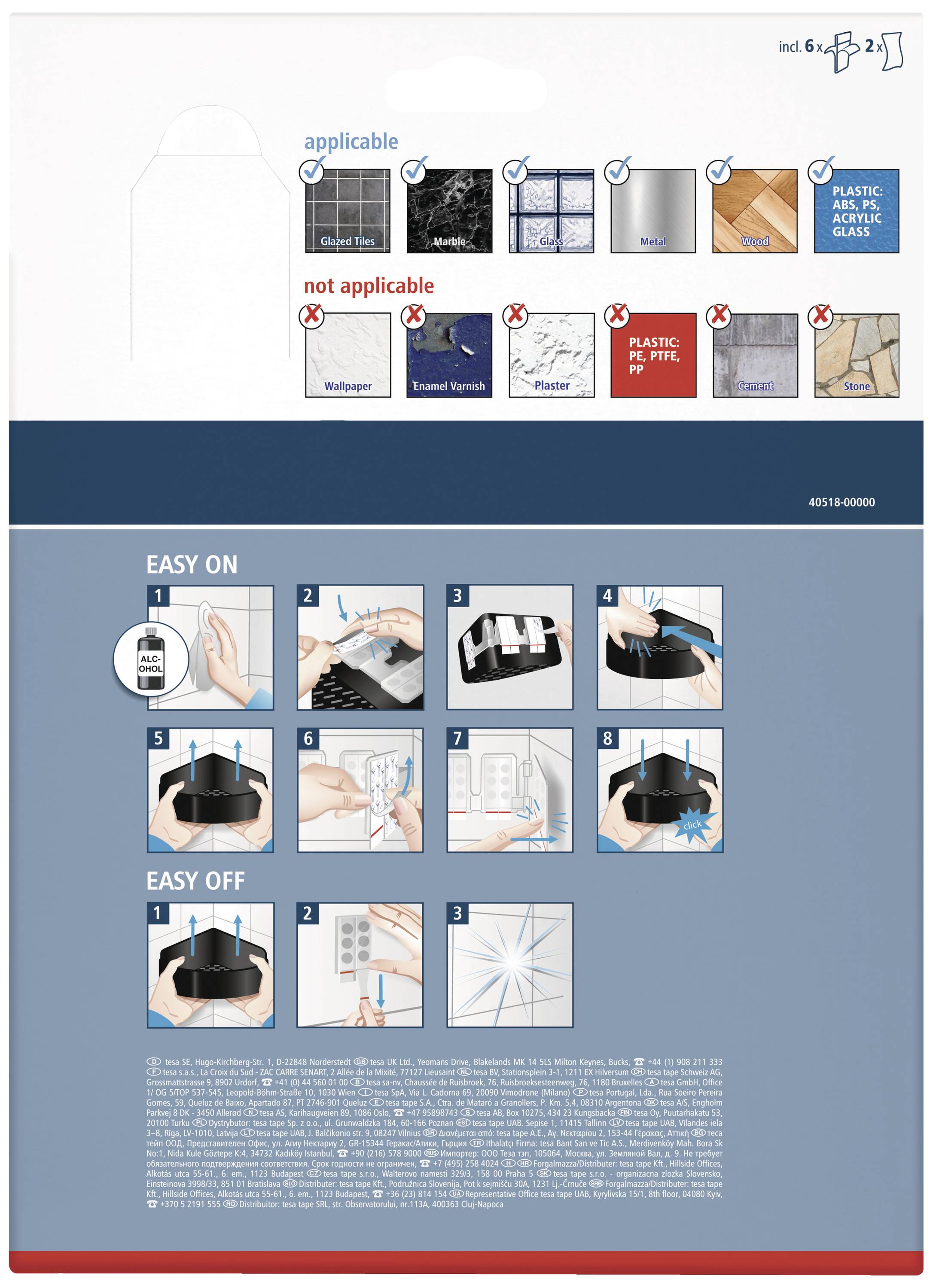 tesa 40518-00000-00 LAVAA Eckduschkorb Klebstoff Schwarz (matt)