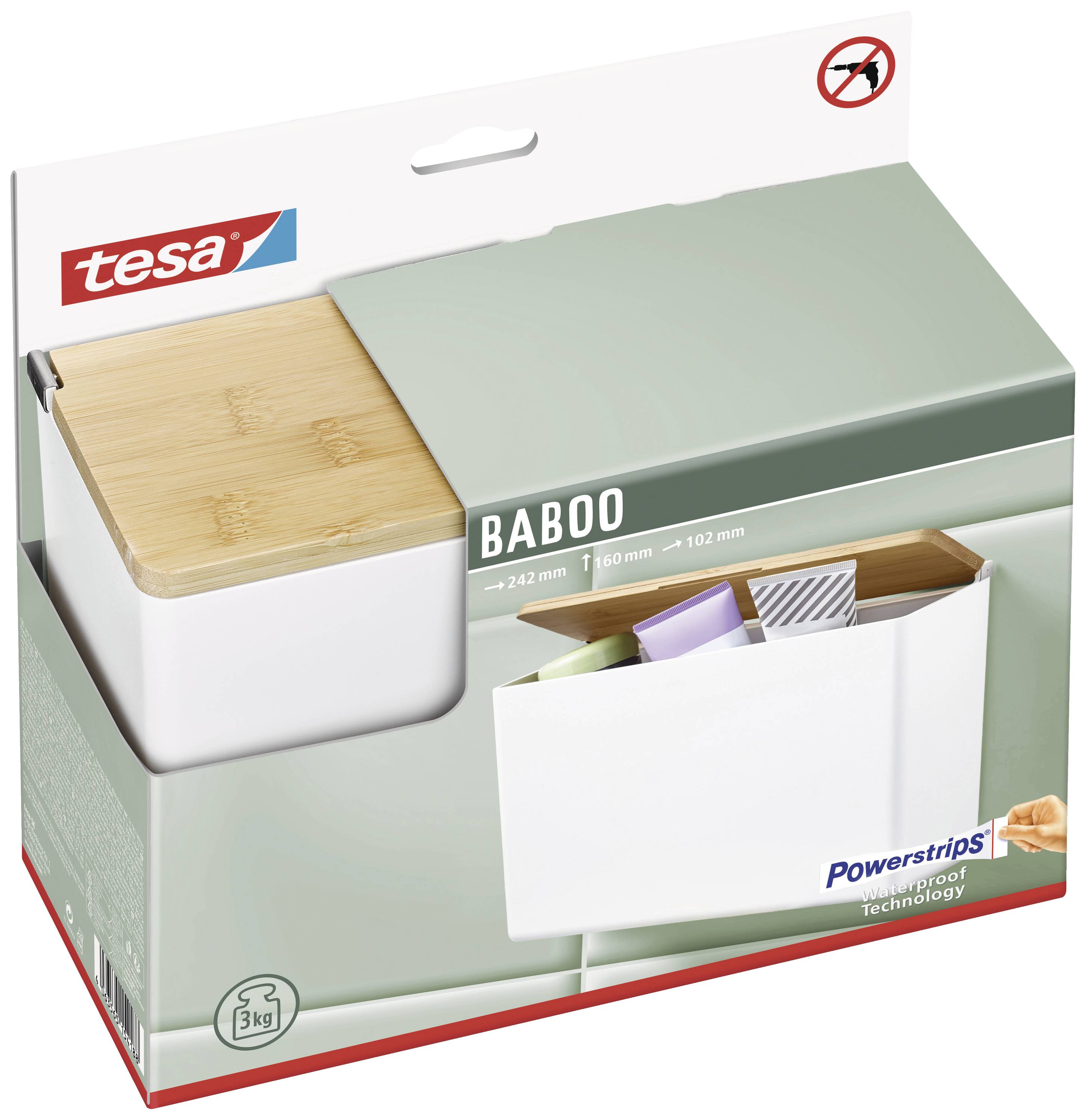 tesa 40524-00000-00 BABOO Aufbewahrungsbox Klebstoff Weiß (matt)