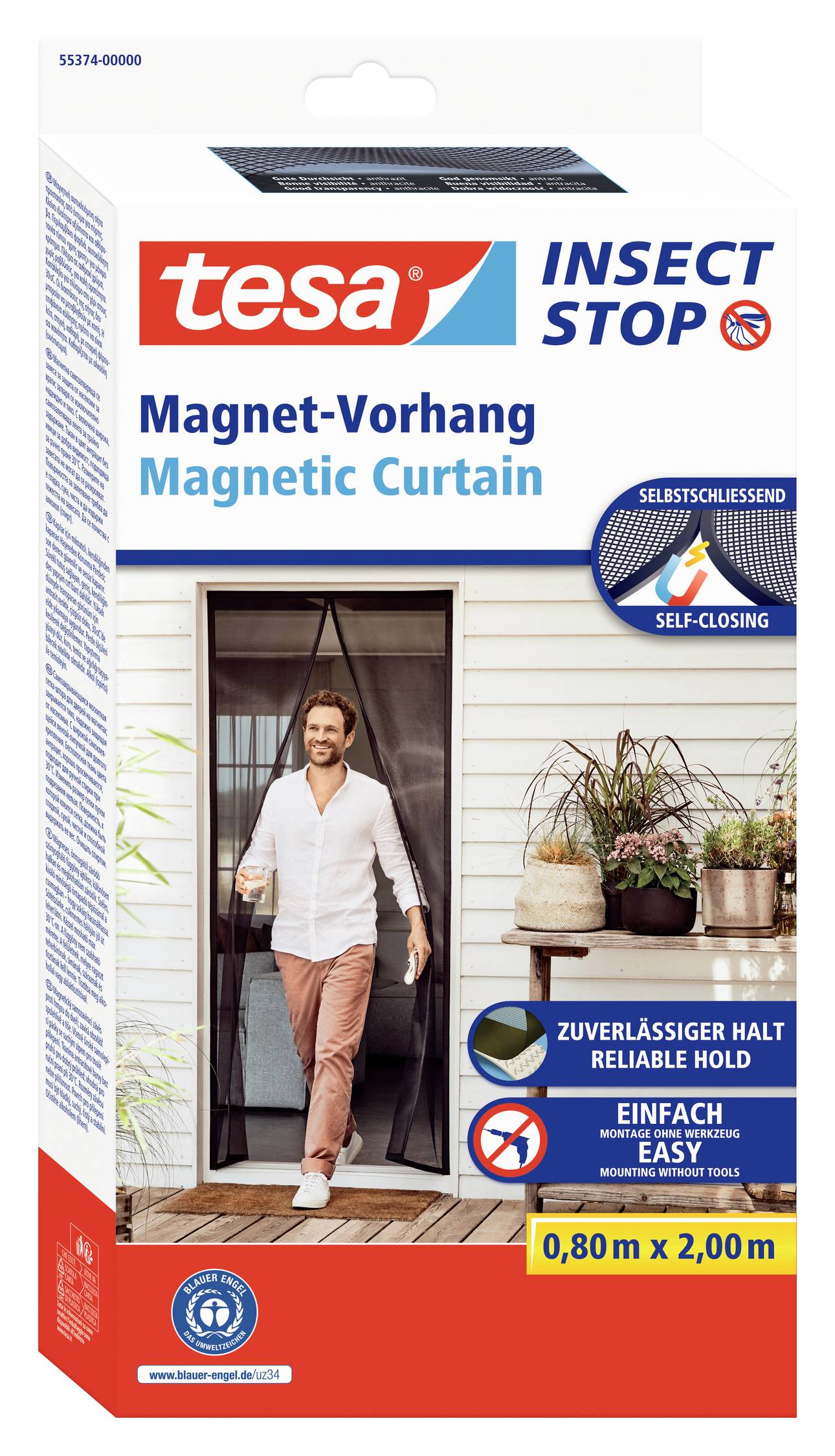 tesa Fliegengitter 55374-00000-00 Magnetvorhang (B x H) 0.80 m x 2.00 m Anthrazit 1 St.