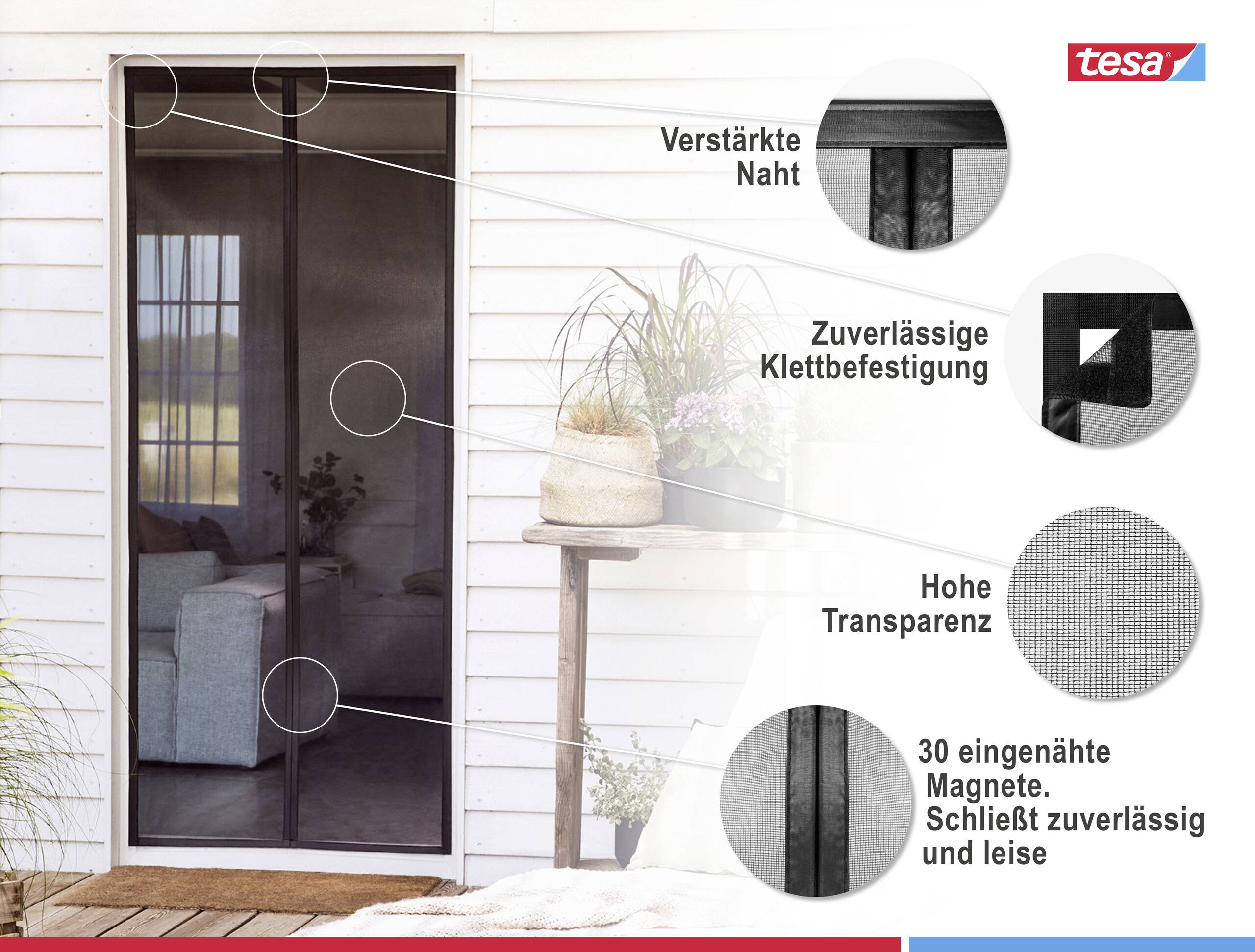 tesa Fliegengitter 55374-00000-00 Magnetvorhang (B x H) 0.80 m x 2.00 m Anthrazit 1 St.