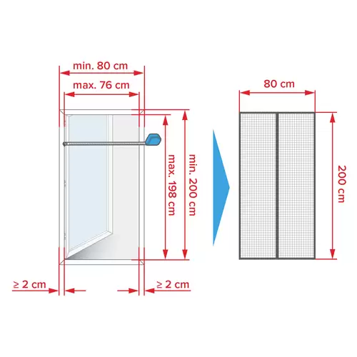 Tesa Fliegengitter 55374-00000-00 Magnetvorhang (B x H) 0.80m x 2.00m Anthrazit 1St. Tesa Fliegengitter 55374-00000-00 Magnetvorhang (B x H) 0.80m x 2.00m Anthrazit 1St.
