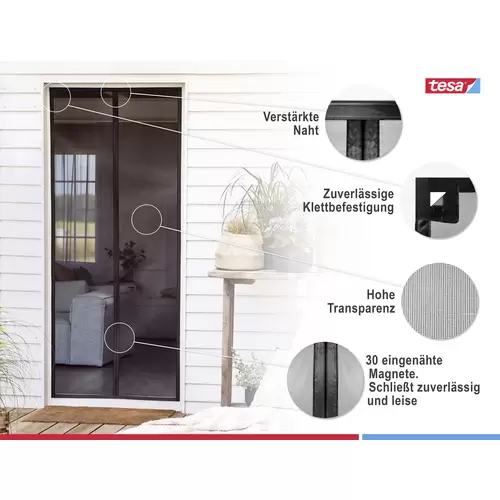 Tesa Fliegengitter 55384-00000-00 Magnetvorhang (B x H) 0.90m x 2.10m Anthrazit 1St. Tesa Fliegengitter 55384-00000-00 Magnetvorhang (B x H) 0.90m x 2.10m Anthrazit 1St.