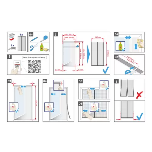 Tesa Fliegengitter 55394-00000-00 Magnetvorhang (B x H) 1.00m x 2.20m Anthrazit 1St. Tesa Fliegengitter 55394-00000-00 Magnetvorhang (B x H) 1.00m x 2.20m Anthrazit 1St.