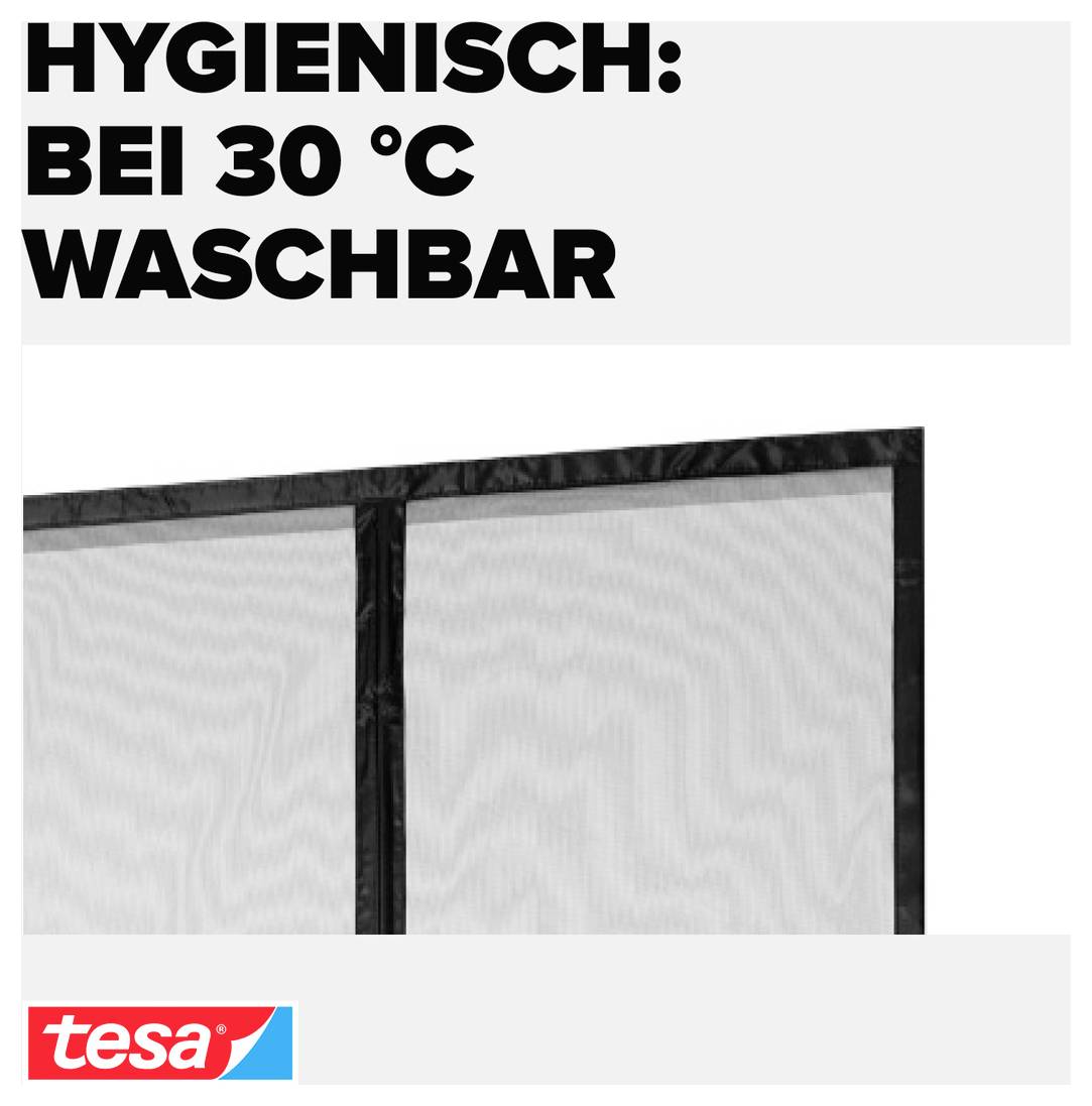 HYGIENISCH: BEI 30 °C WASCHBAREine tesa-Nahaufnahme eines waschbaren Maschennetzes oder einer waschbaren Paneele.