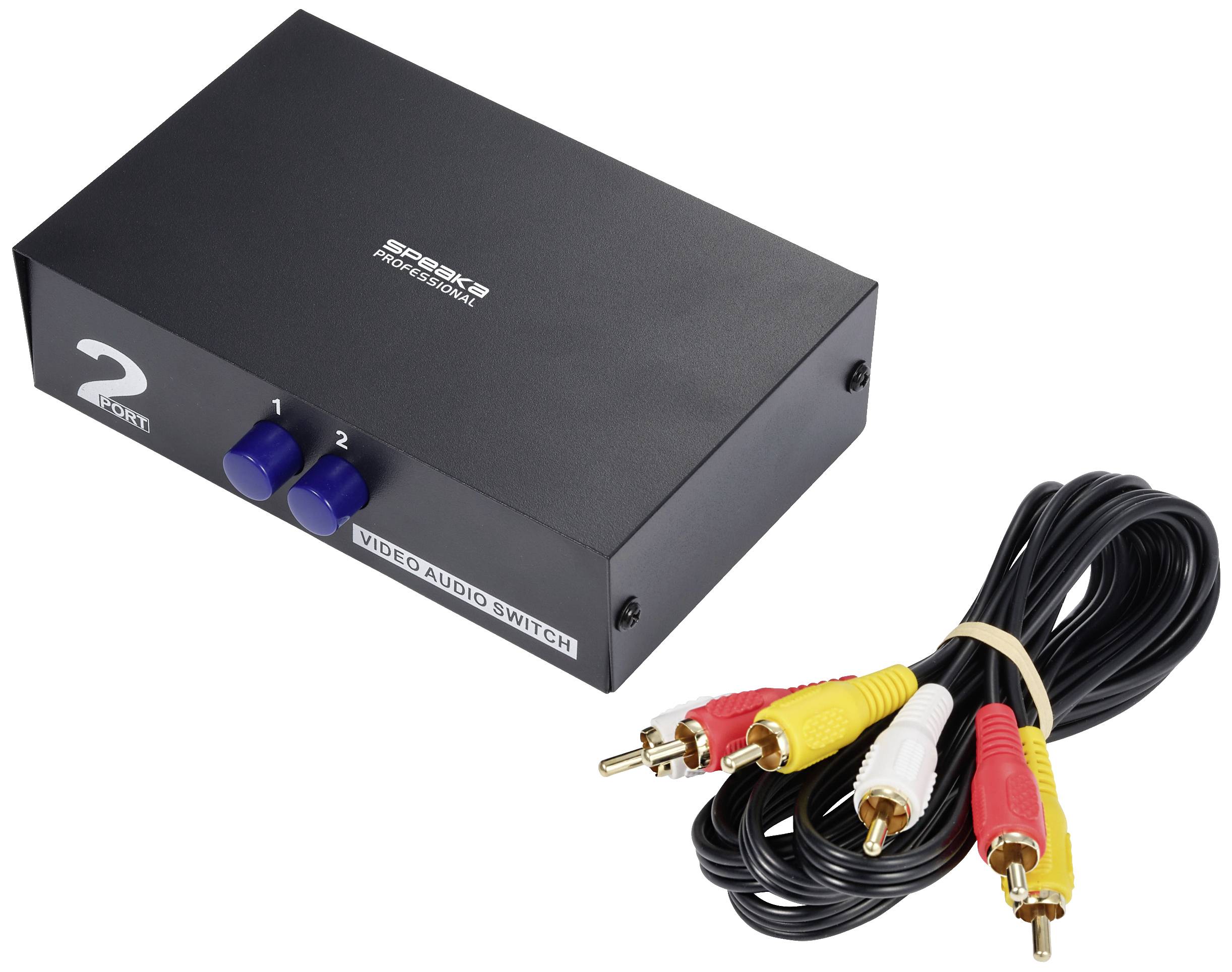 SpeaKa Professional SP-11175216 2 Port Composite-Switch mit Audio-Ports